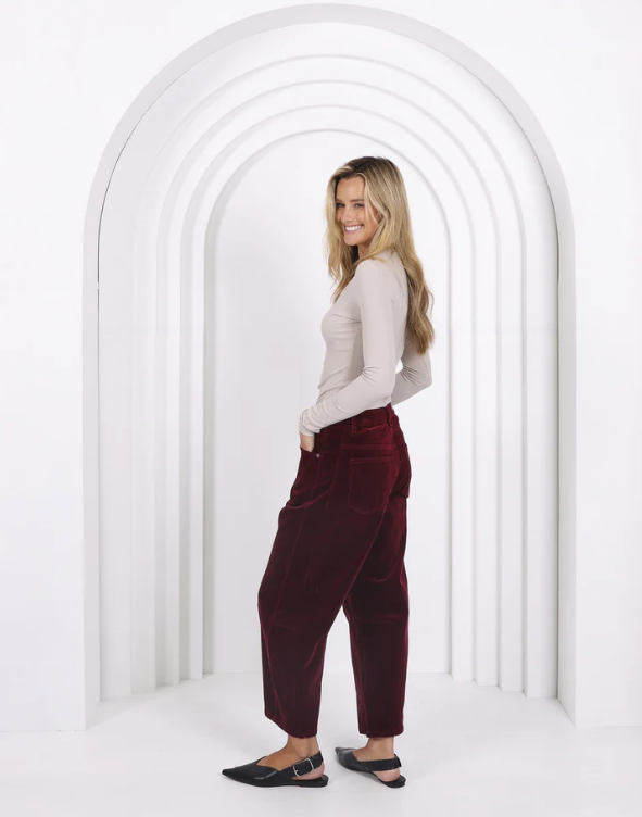 Pre Order - JUNE - Toni Corduroy Barrel Jeans - Brunette