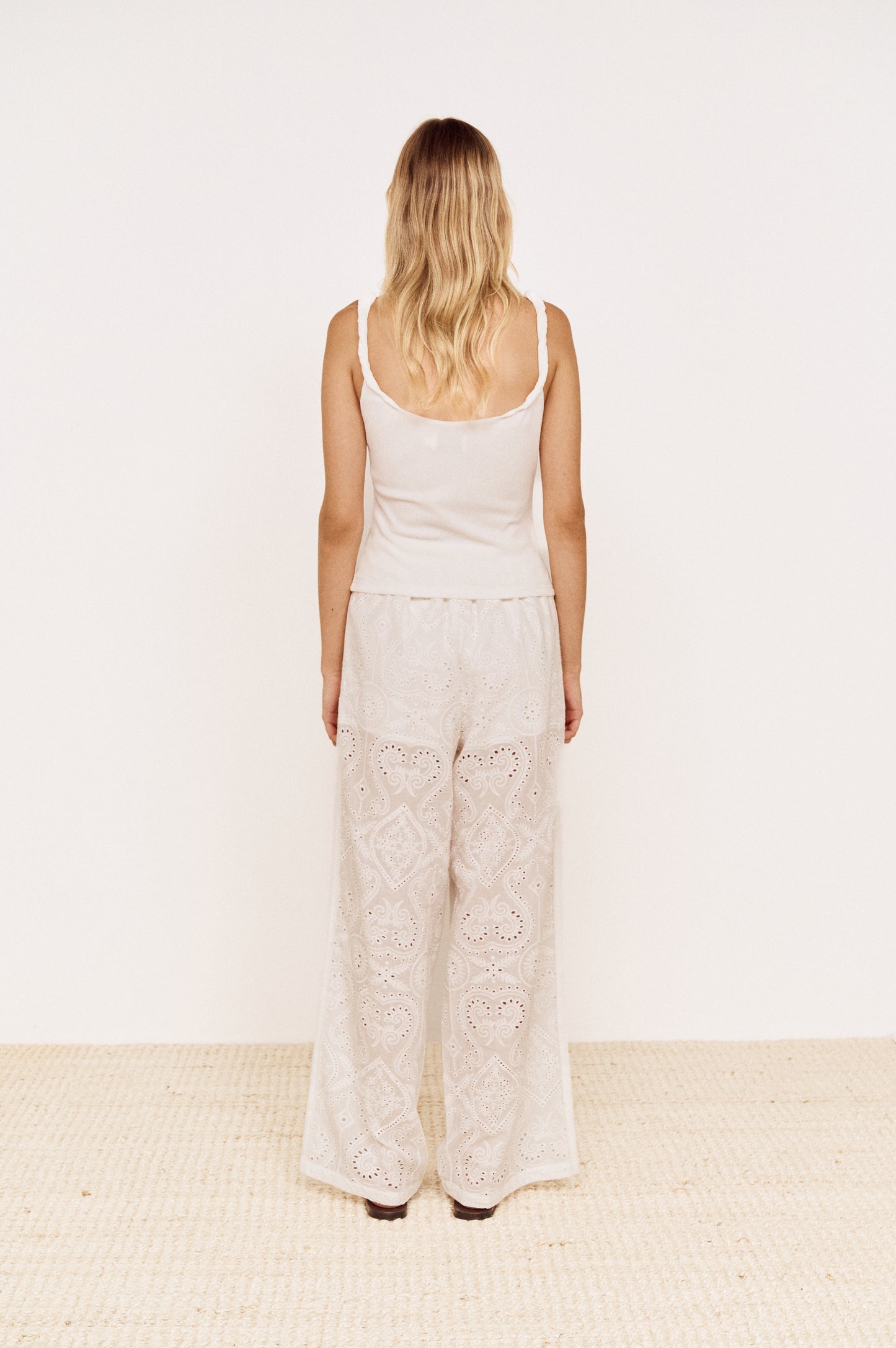 Pre order OCT - Rue Embroidered Pant - White