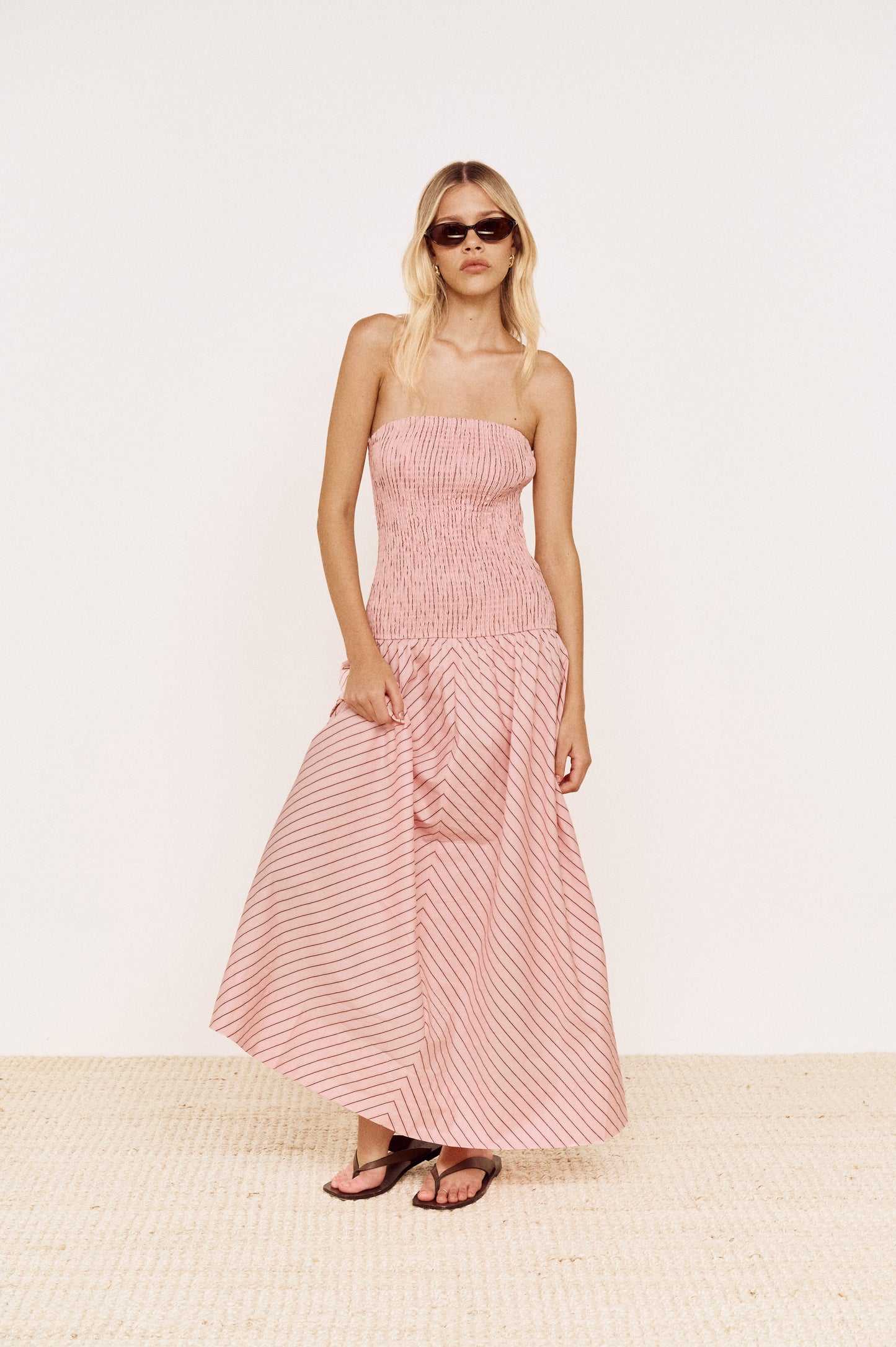 Pre order NOV - Meave Strapless Maxi Dress - Rose Stripe