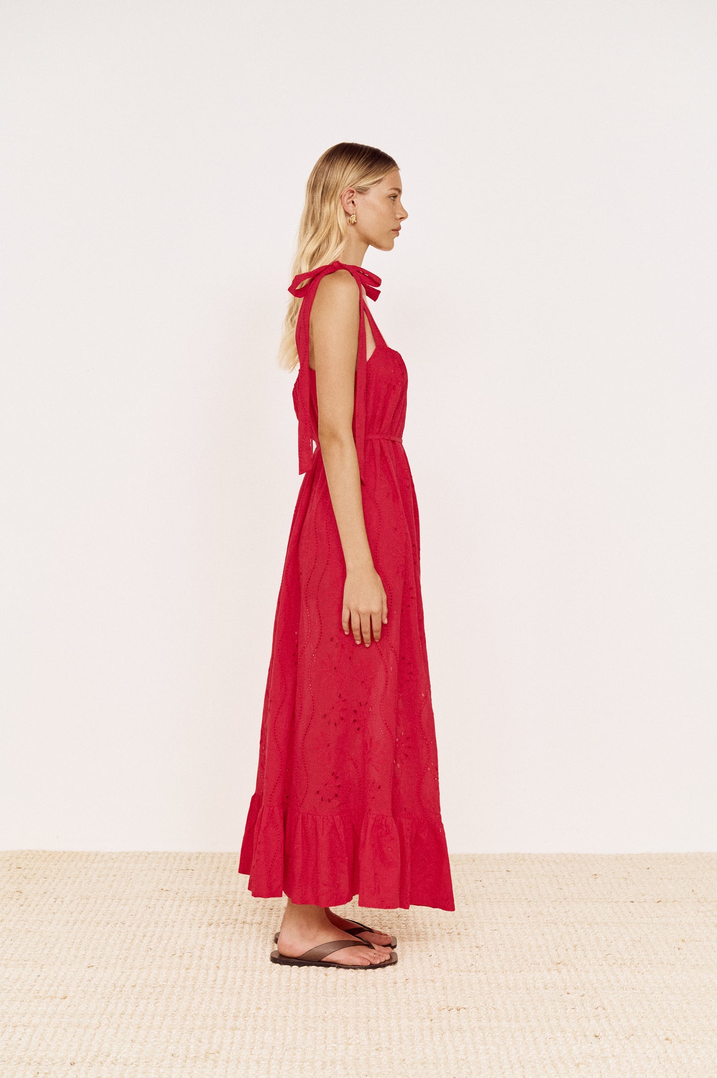 Pre order OCT - Ines Maxi Dress - Red Broderie