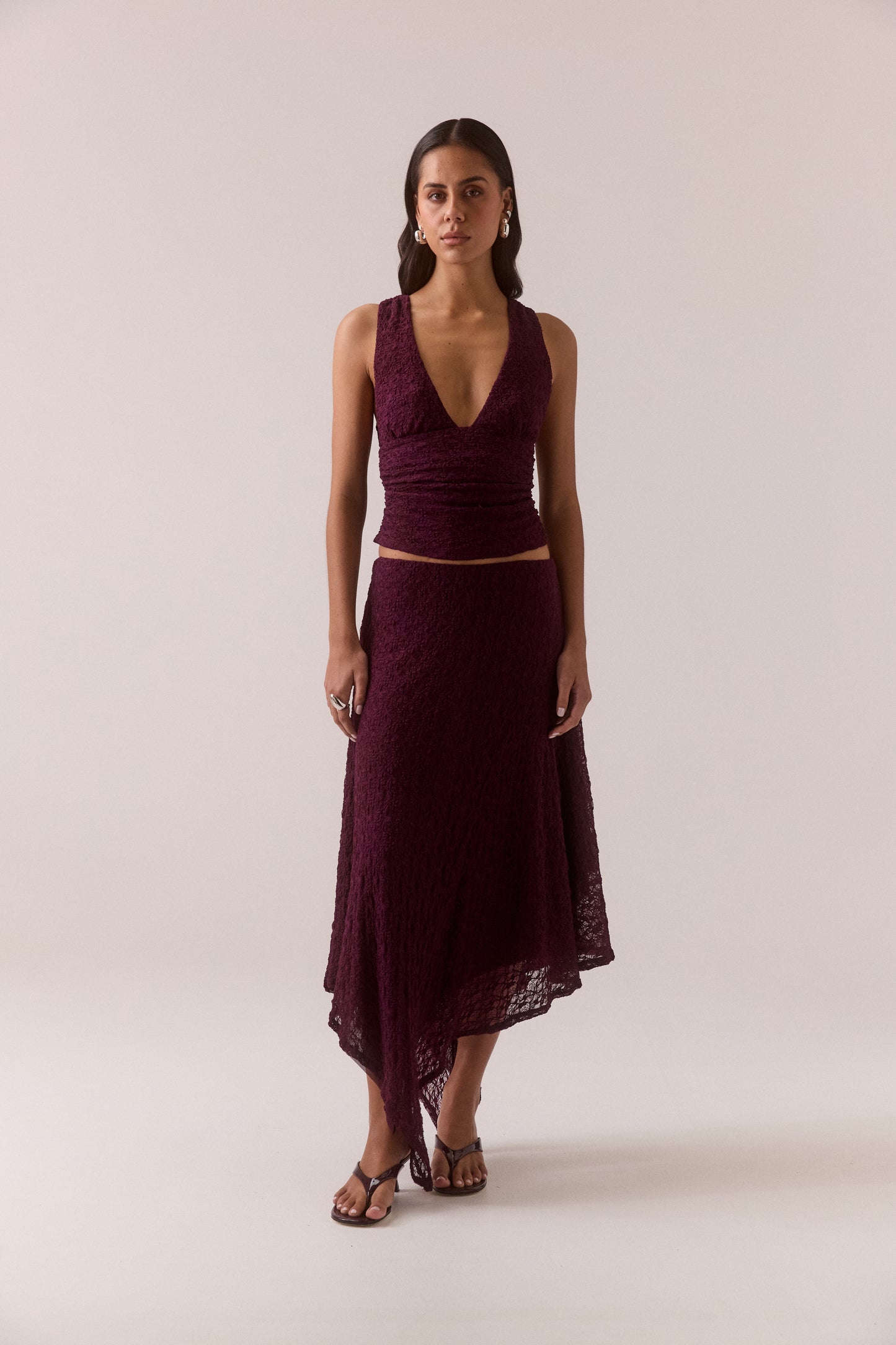 Pre Order FEB - Aalia Lace Skirt - Plum