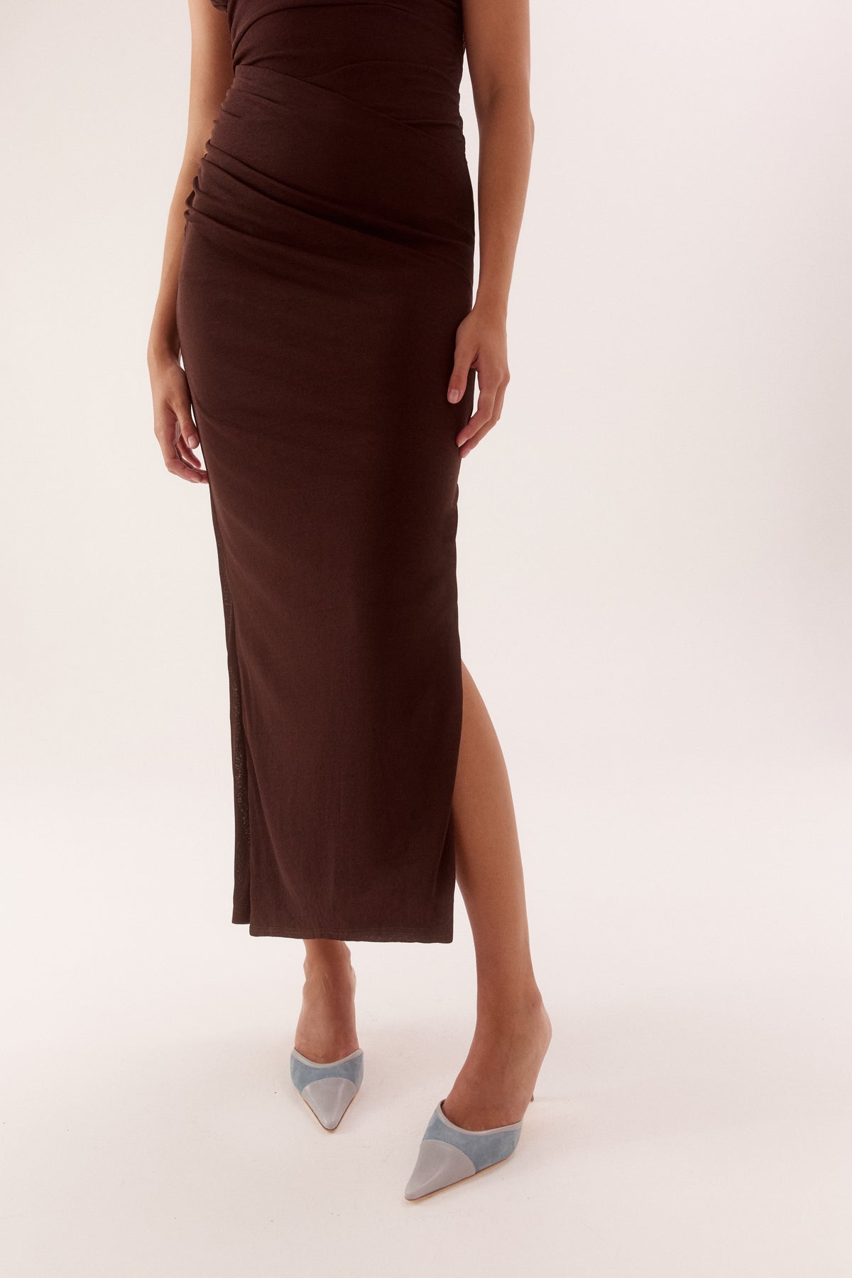 Pre Order MARCH - Alora Drape Dress - Chocolate