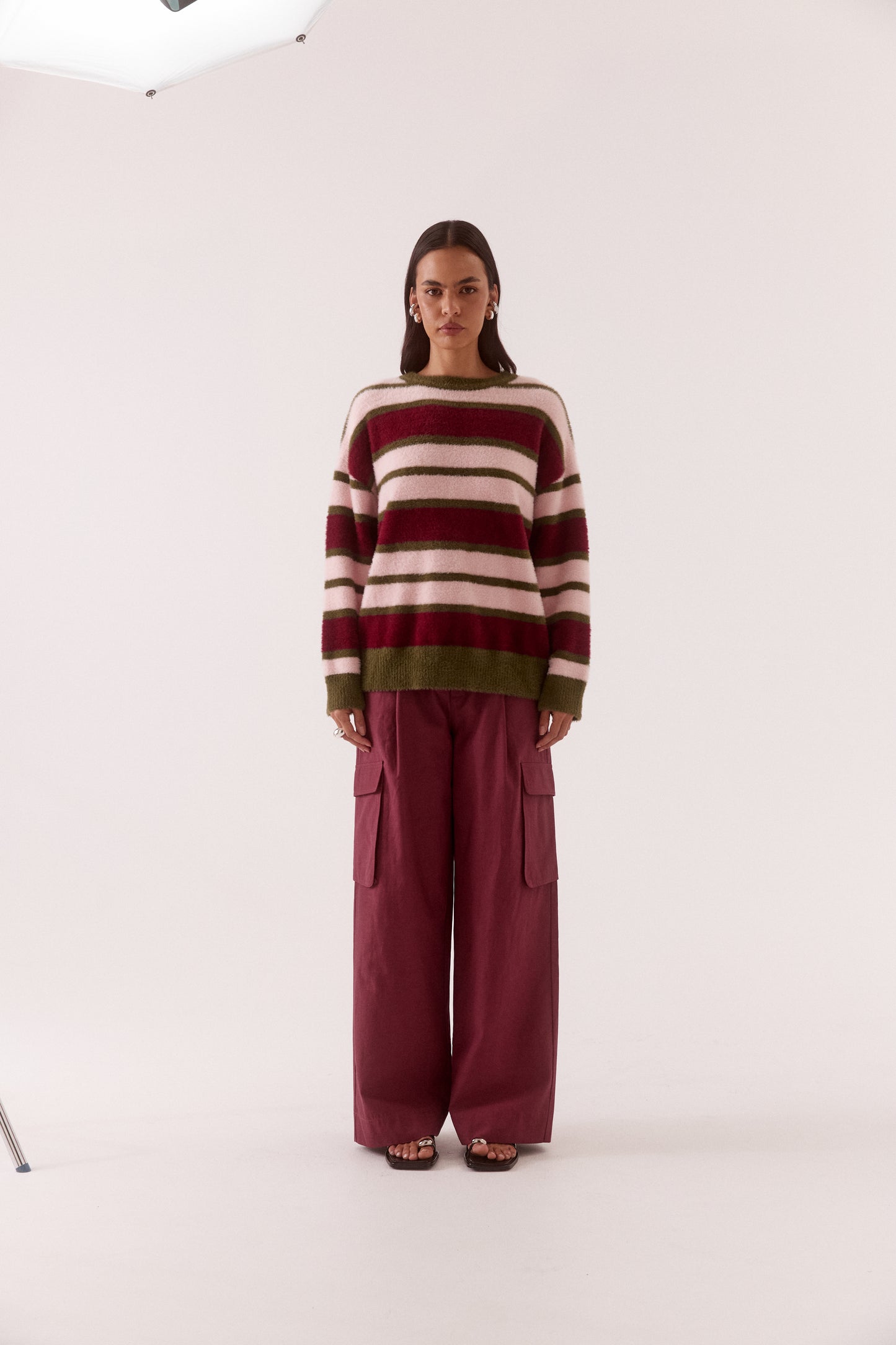 Pre Order MAY - Holland Stripe Crew Knit - Pink/Plum