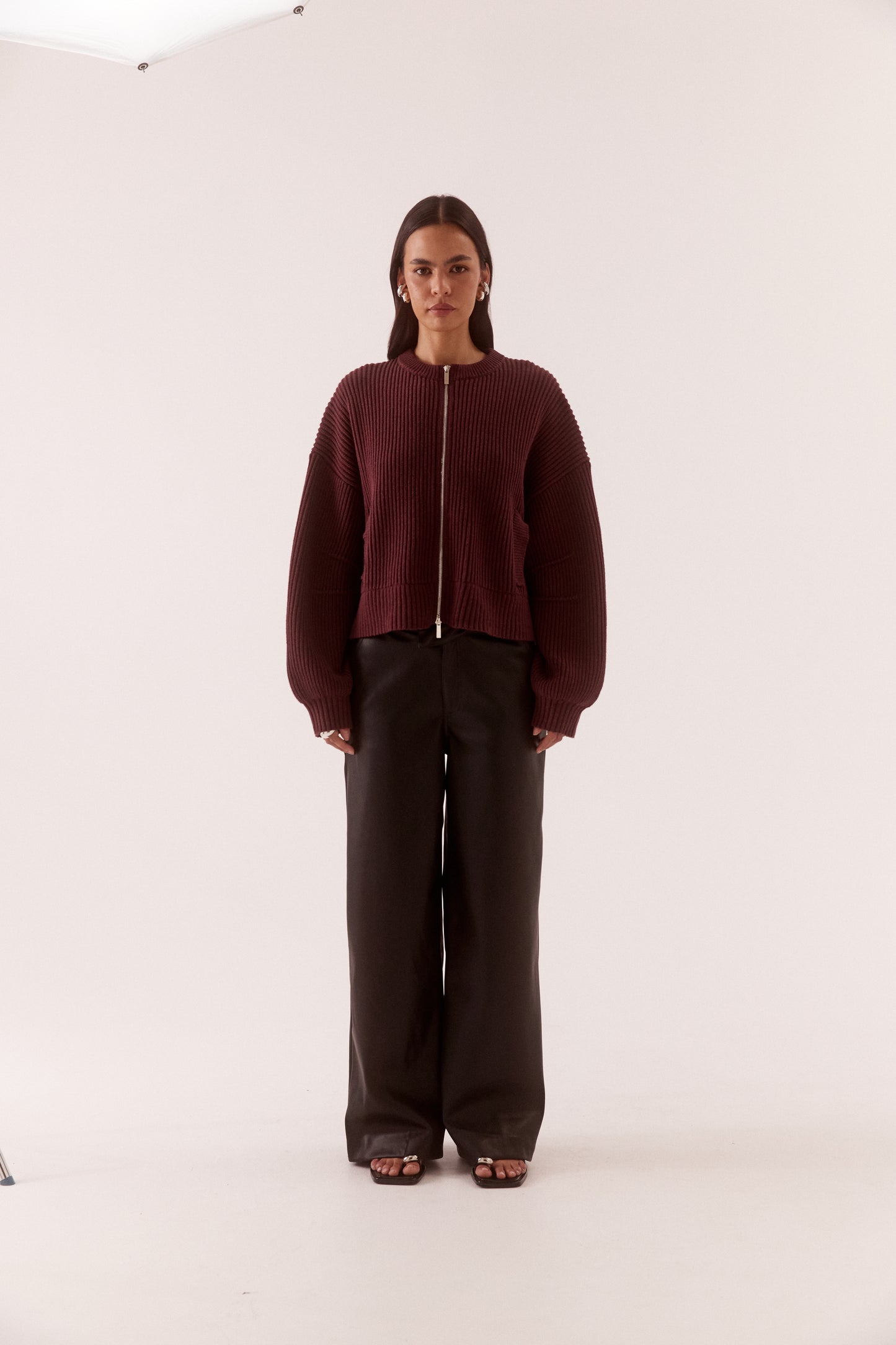 Pre Order JUNE - Axel Knit Bomber - Vino