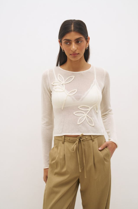 Pre Order APRIL - Yasmin Knit Top Cream
