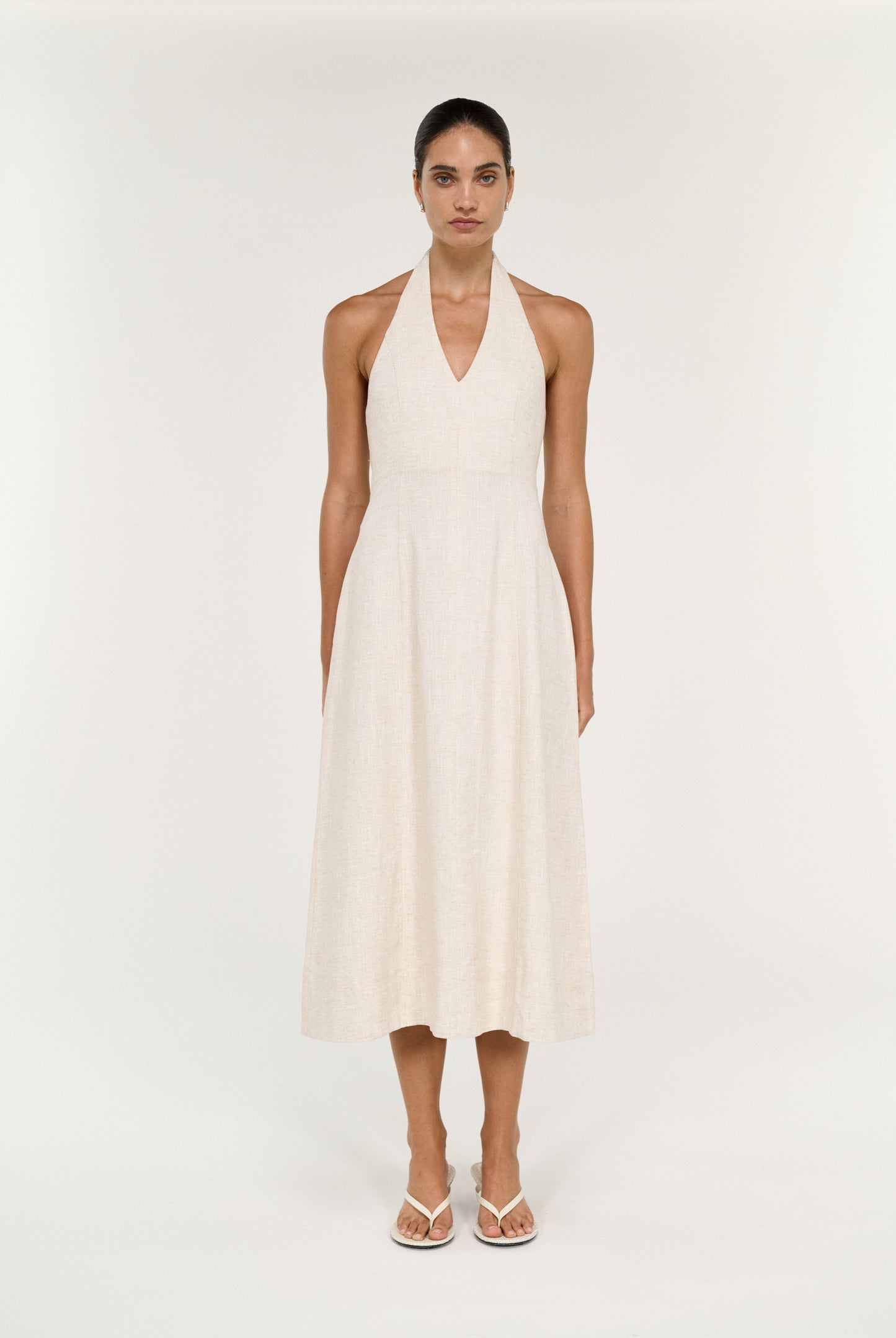 Pre Order SEPTEMBER - Neve Linen Halter Midi Dress