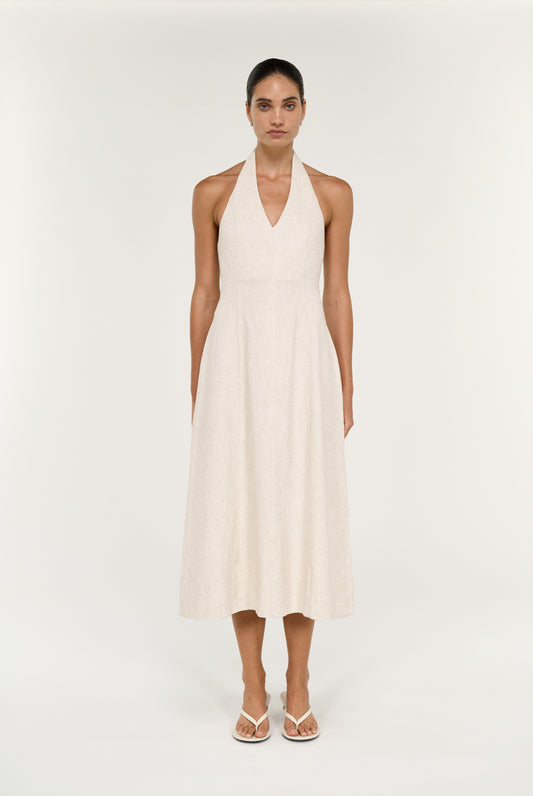 Pre Order SEPTEMBER - Neve Linen Halter Midi Dress