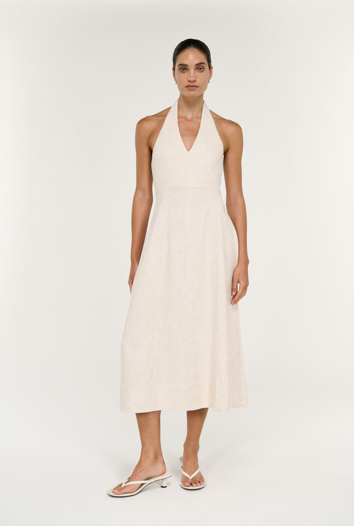 Pre Order SEPTEMBER - Neve Linen Halter Midi Dress