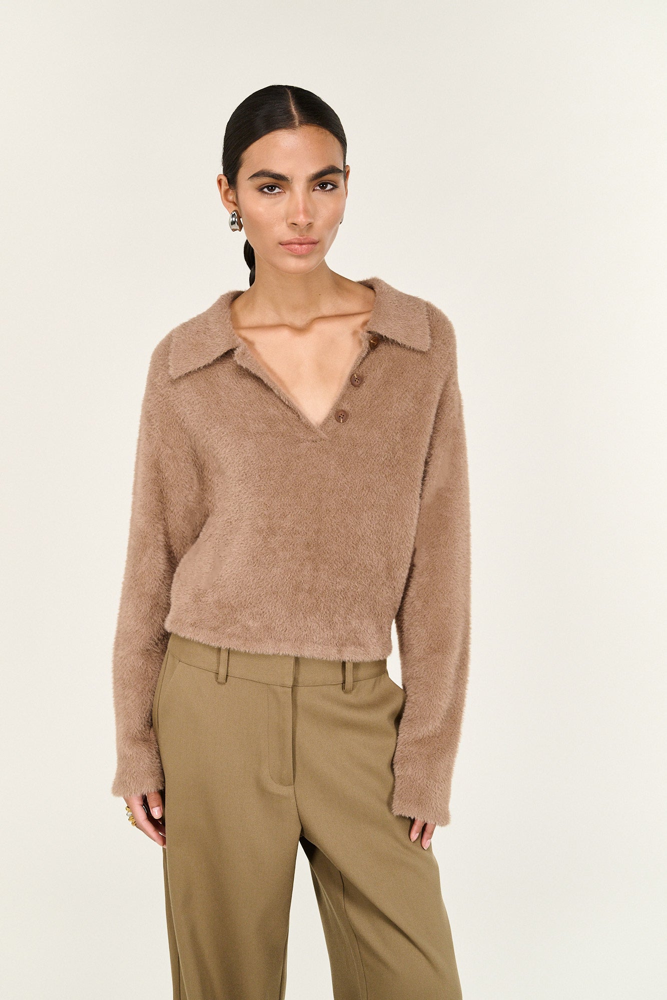 Pre Order - MARCH - Ember Fluffy Polo Jumper
