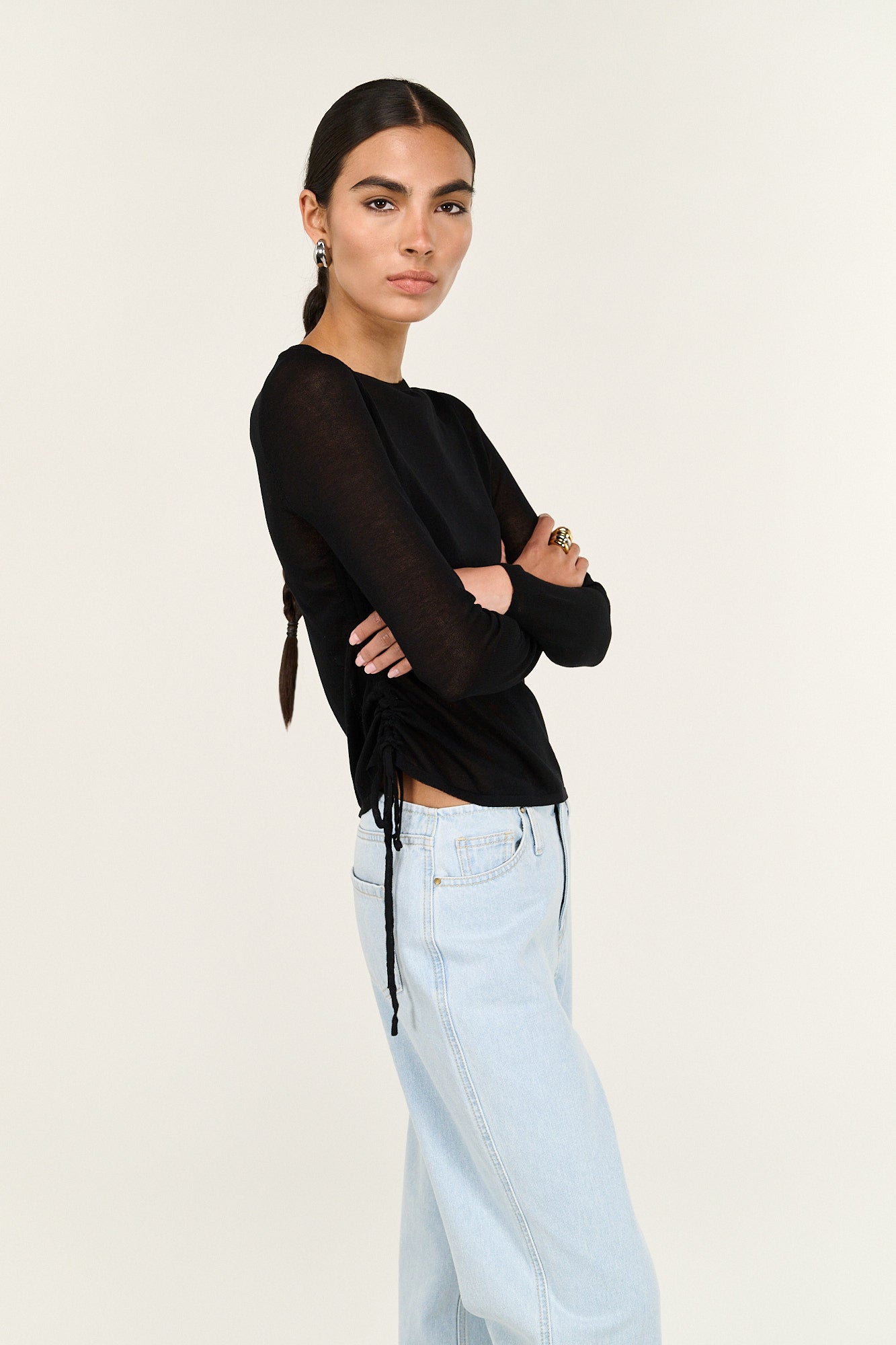 Pre Order - APRIL - Leni Drawstring Sheer Knit