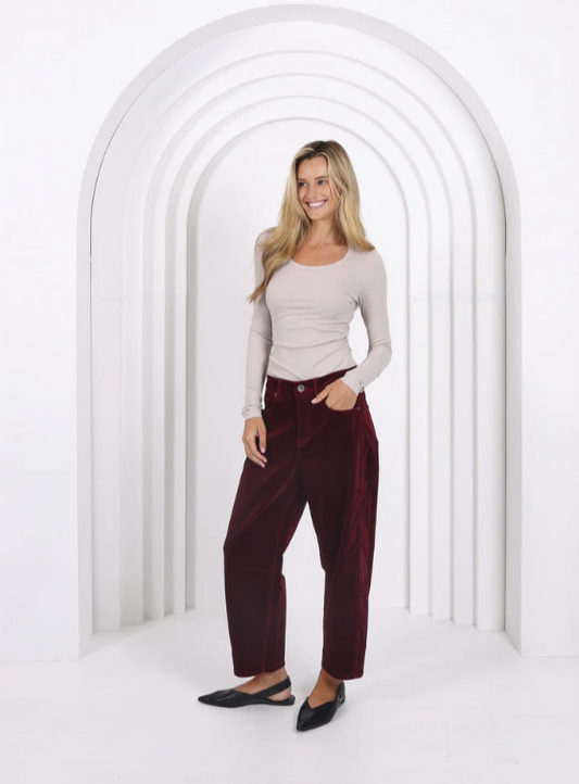 Pre Order - JUNE - Toni Corduroy Barrel Jeans - Brunette