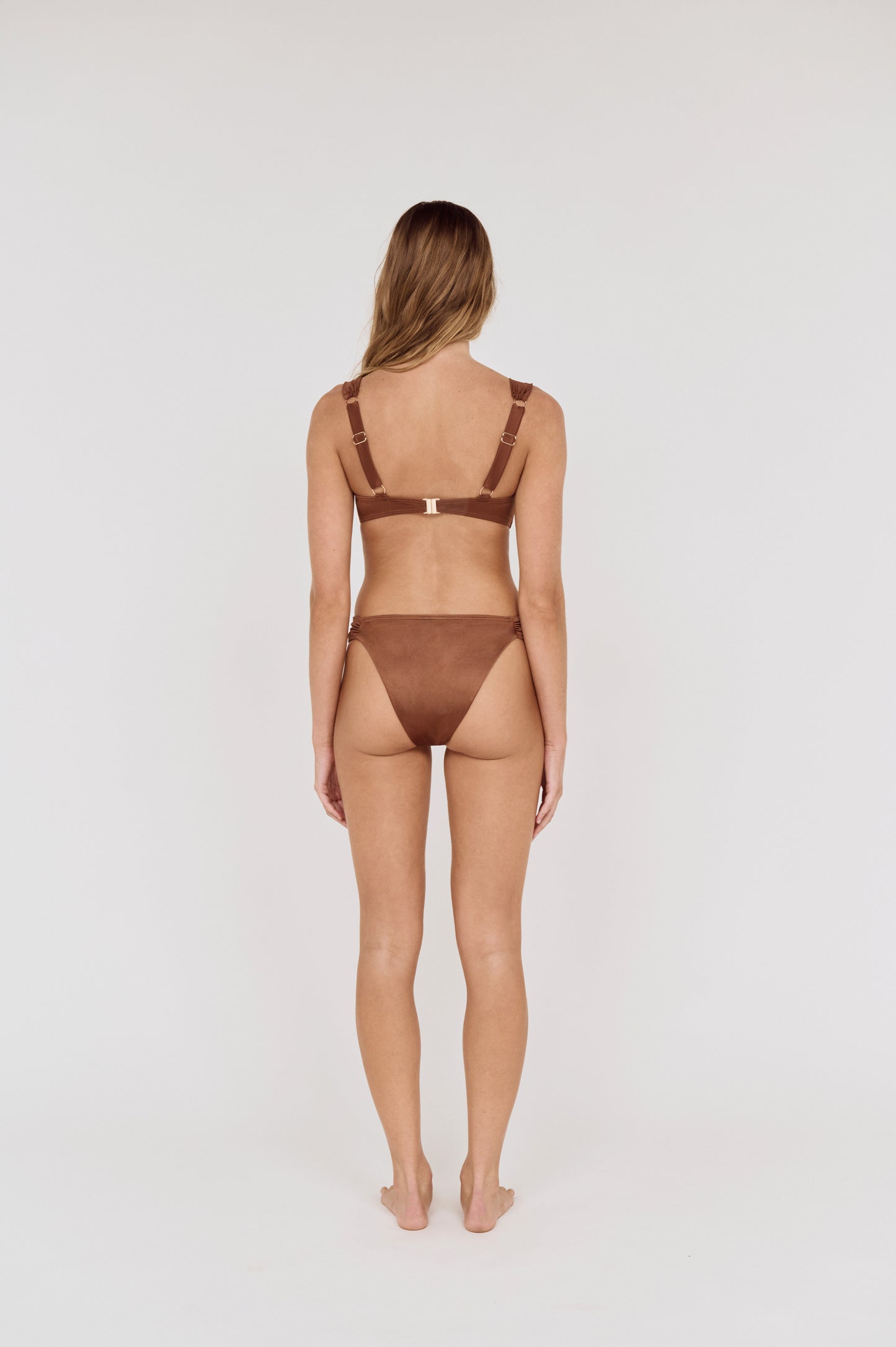 Pre order OCT RESORT - Nala Gathered Side Bikini Bottom - Bronza