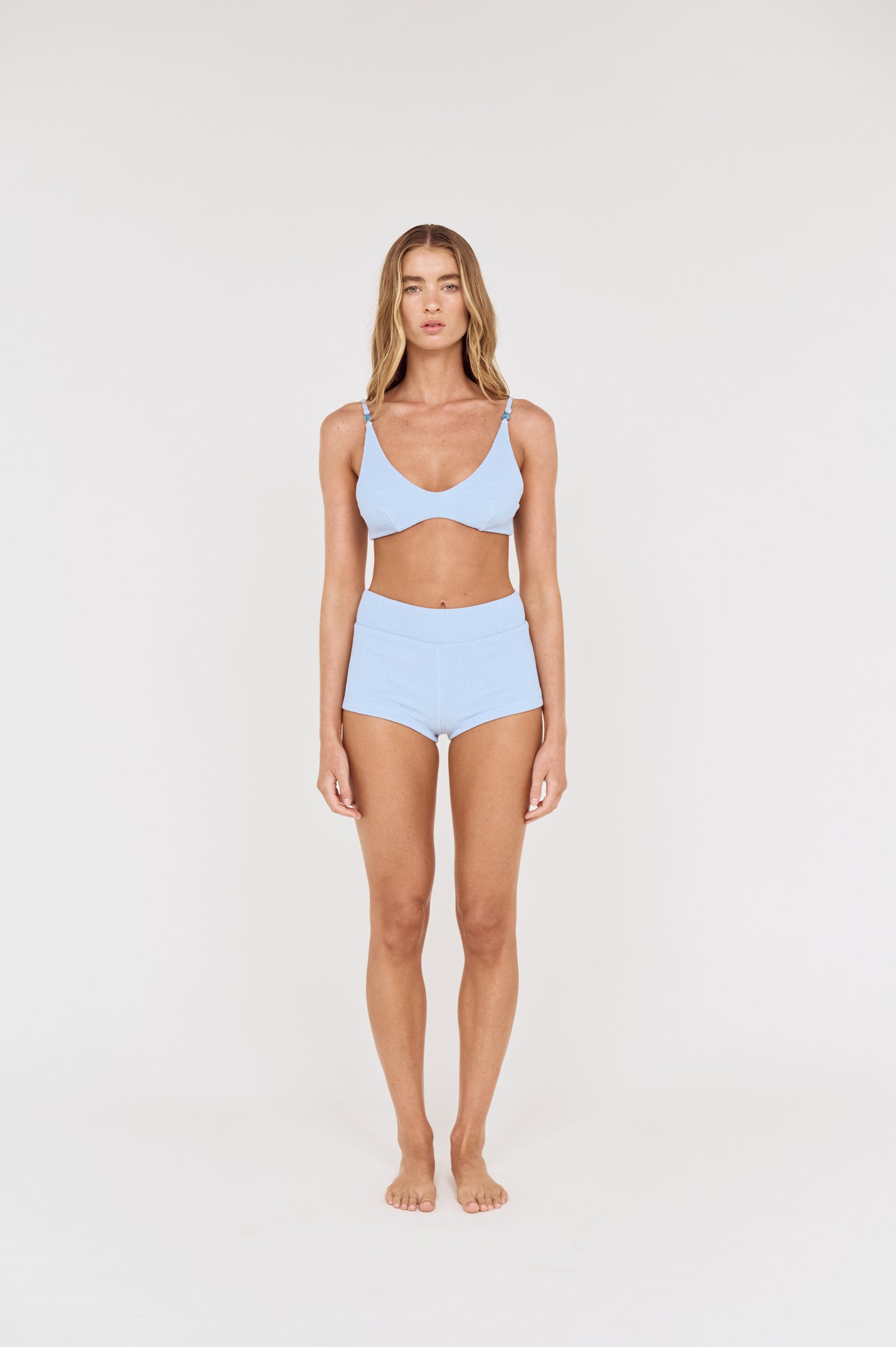 Pre order OCT RESORT - Layla Textured Bikini Top - Sky Blue