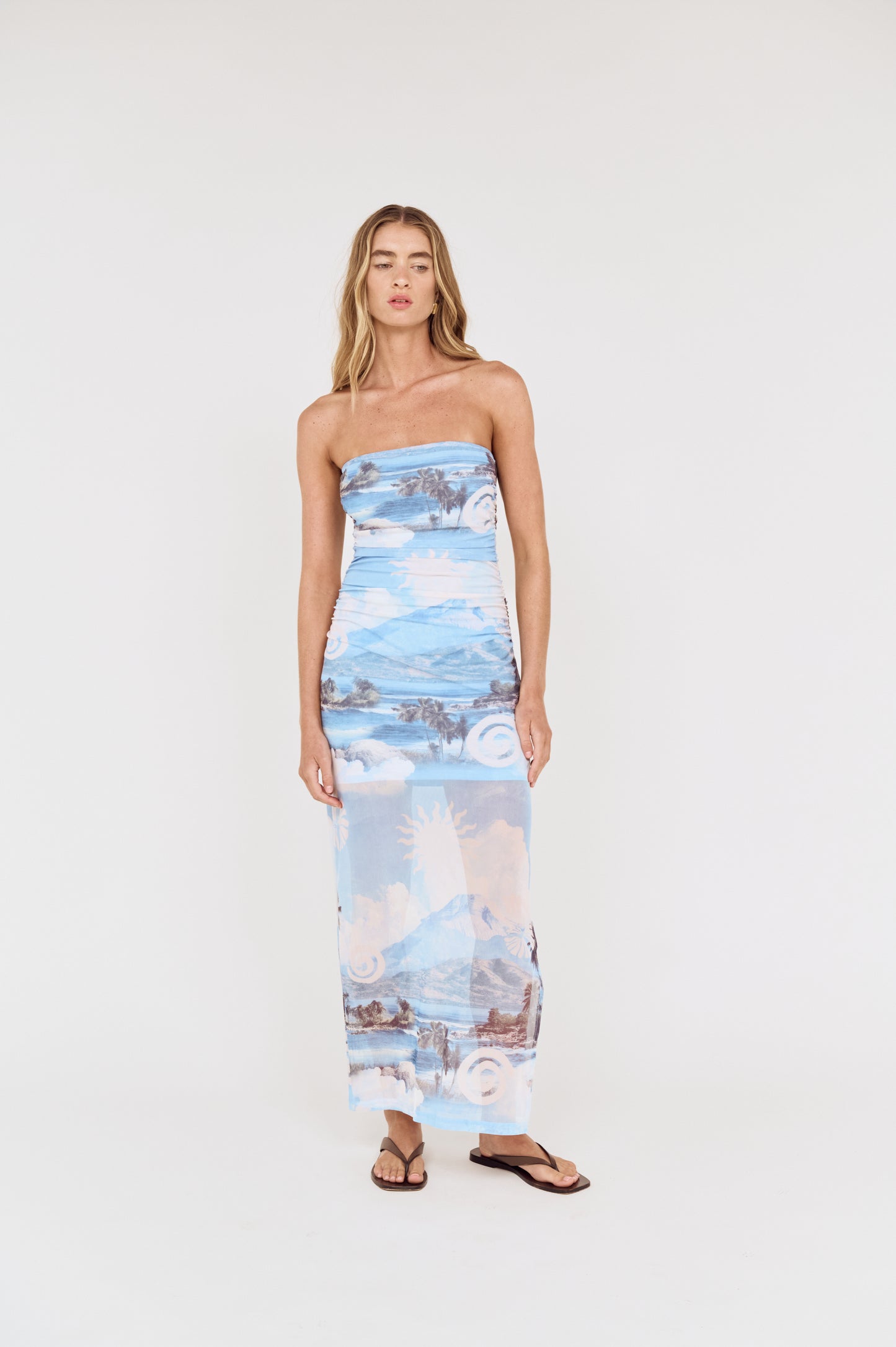 Pre order NOV RESORT -Skye Strapless Mesh Midi