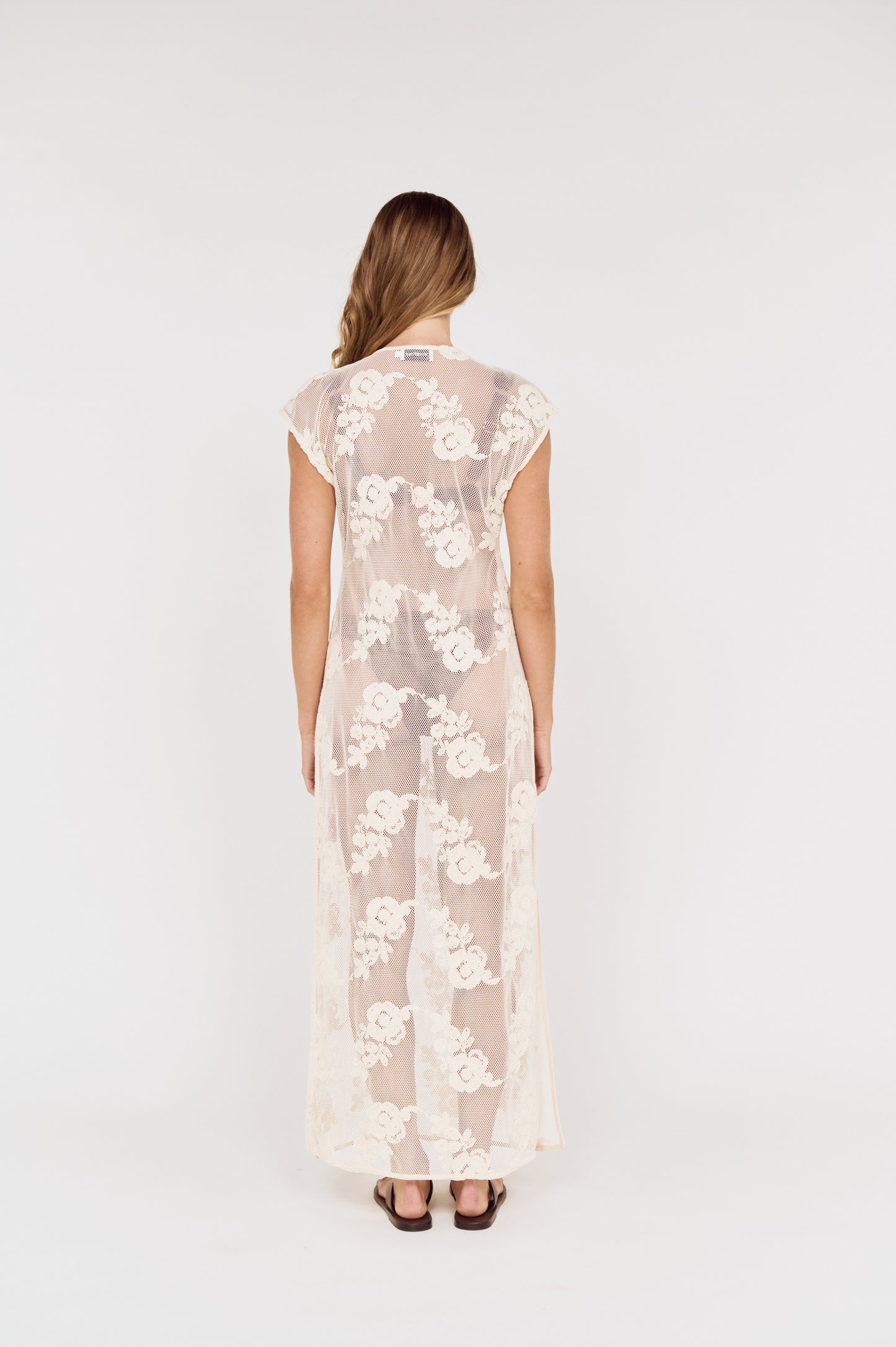 Pre order OCT RESORT - Zephyra Embroidered Net Maxi Dress