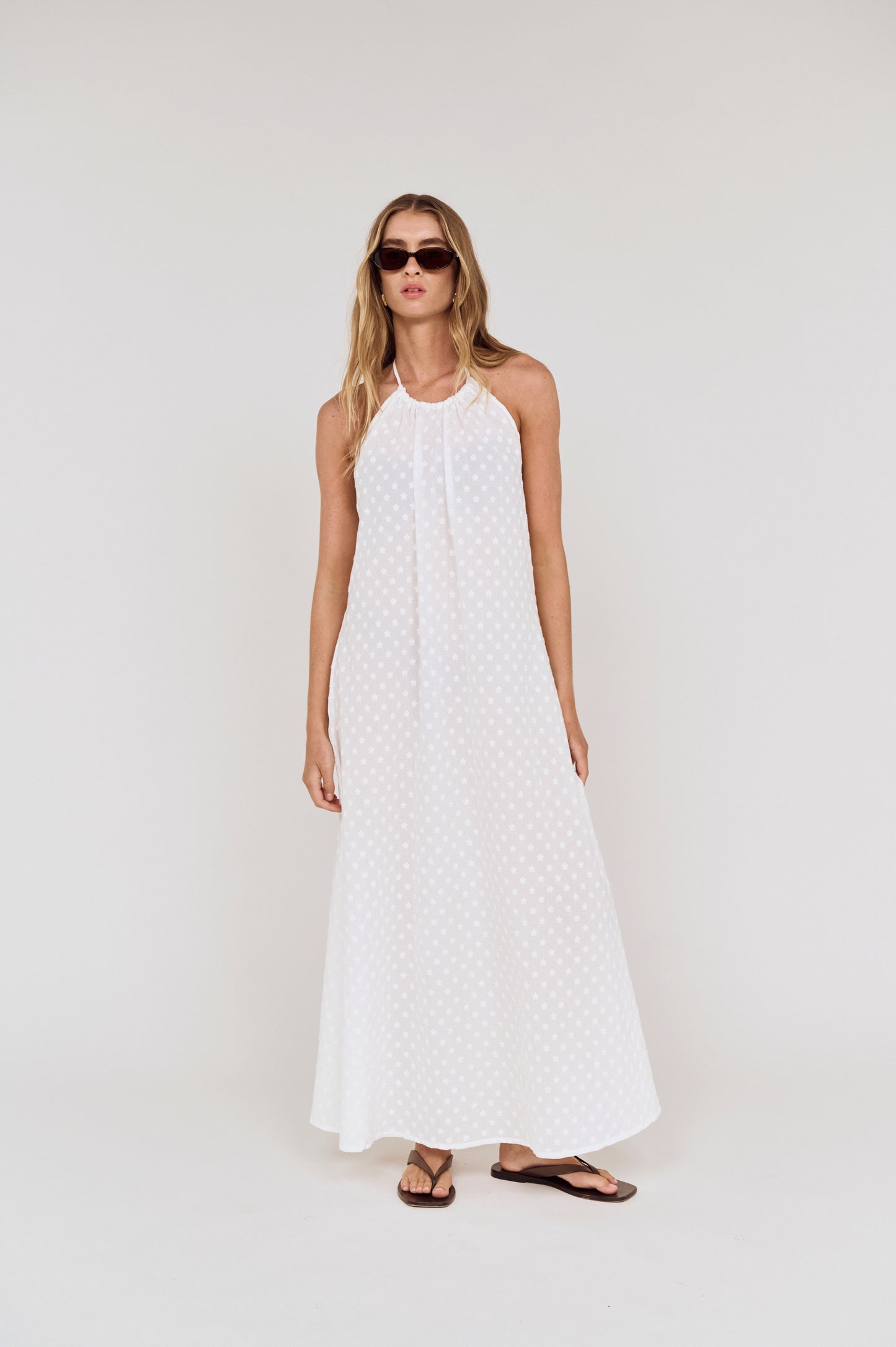 Pre order NOV RESORT - Neve Embroidered Halter neck Maxi Dress