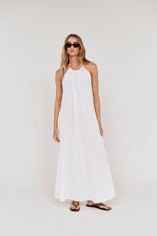 Pre order NOV RESORT - Neve Embroidered Halter neck Maxi Dress