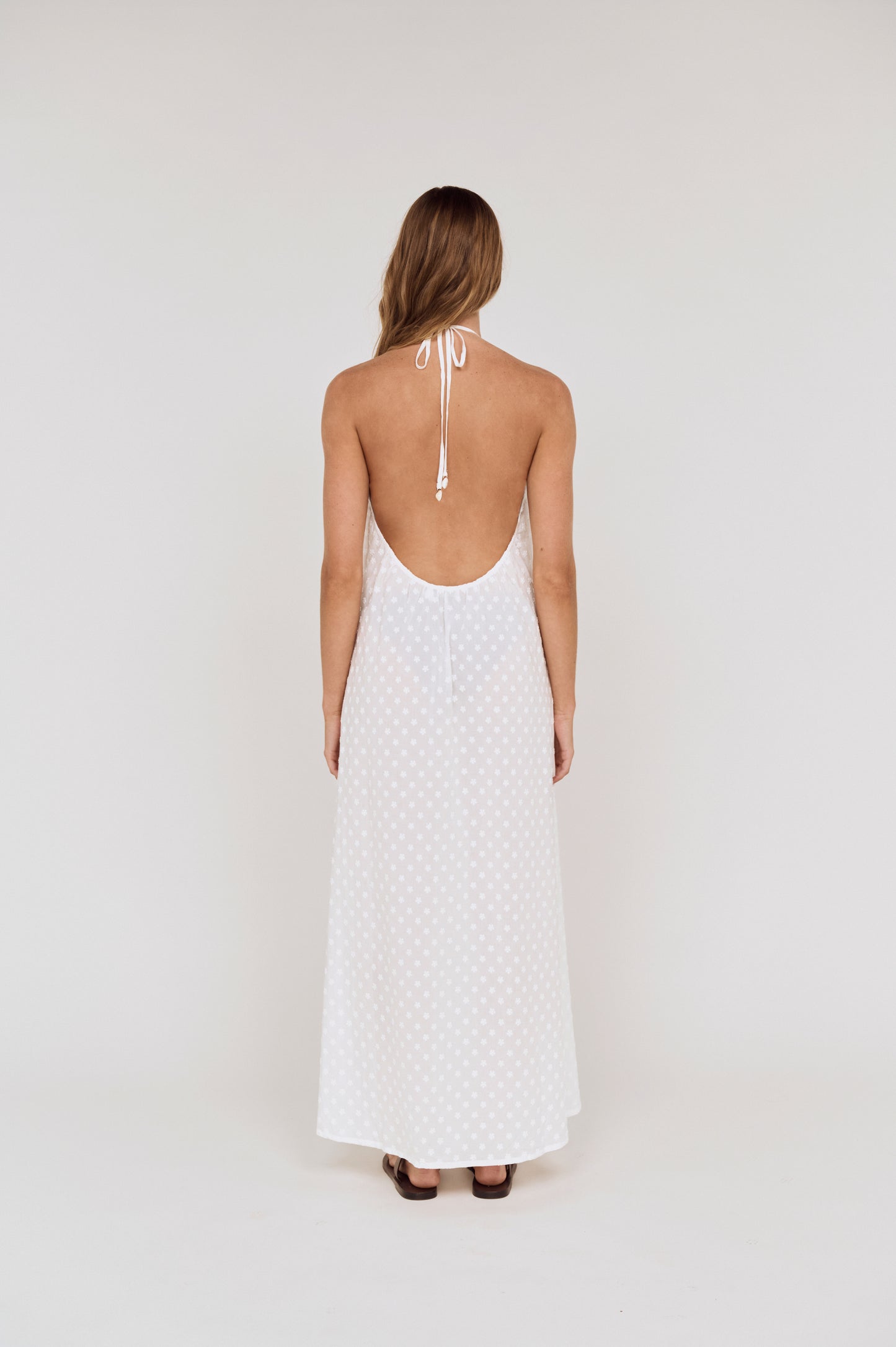 Pre order NOV RESORT - Neve Embroidered Halter neck Maxi Dress