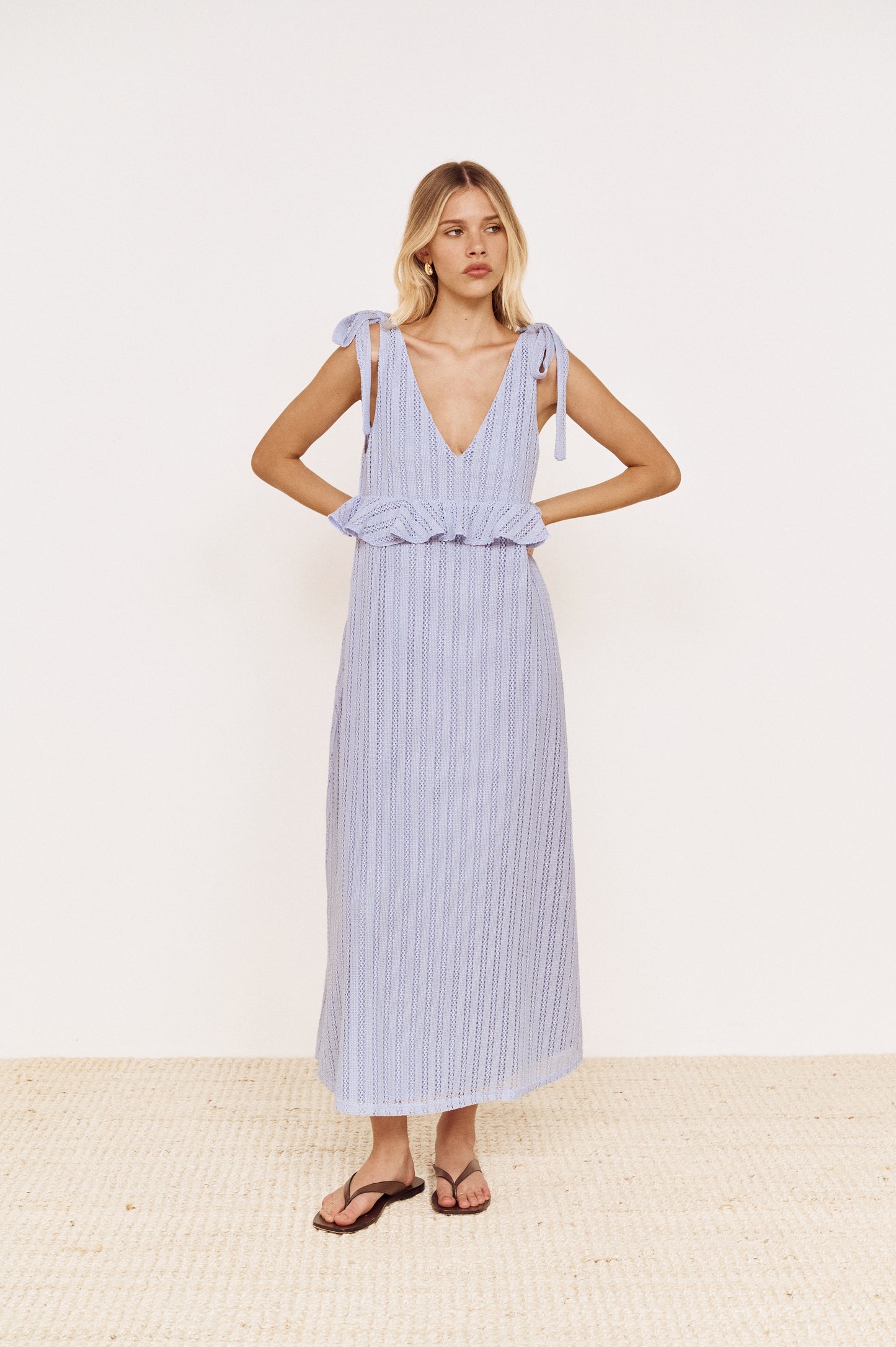 Pre order DEC - Sky Tie Midi Dress - Blue