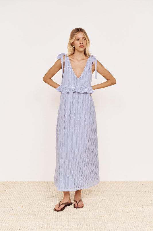 Pre order DEC - Sky Tie Midi Dress - Blue