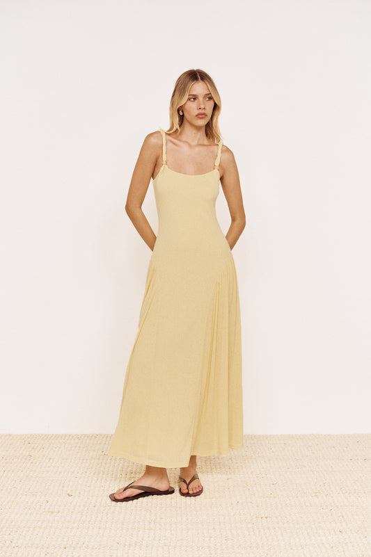 Pre order DEC - Laurel Mesh Twist Maxi Dress - Butter