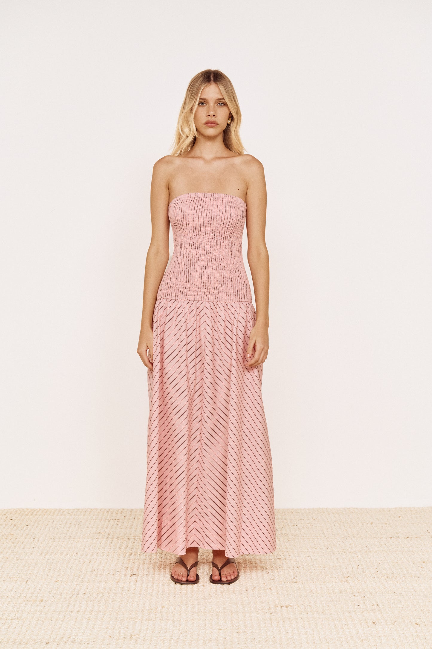 Pre order NOV - Meave Strapless Maxi Dress - Rose Stripe