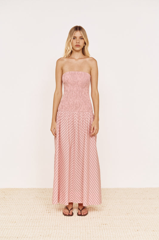 Pre order NOV - Meave Strapless Maxi Dress - Rose Stripe