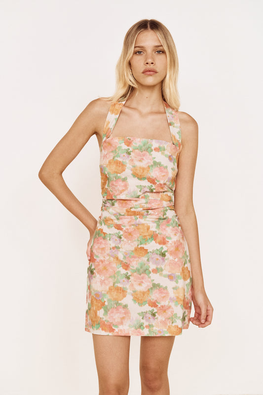 Pre order NOV - Jasmine Halter Mini Dress - Floral