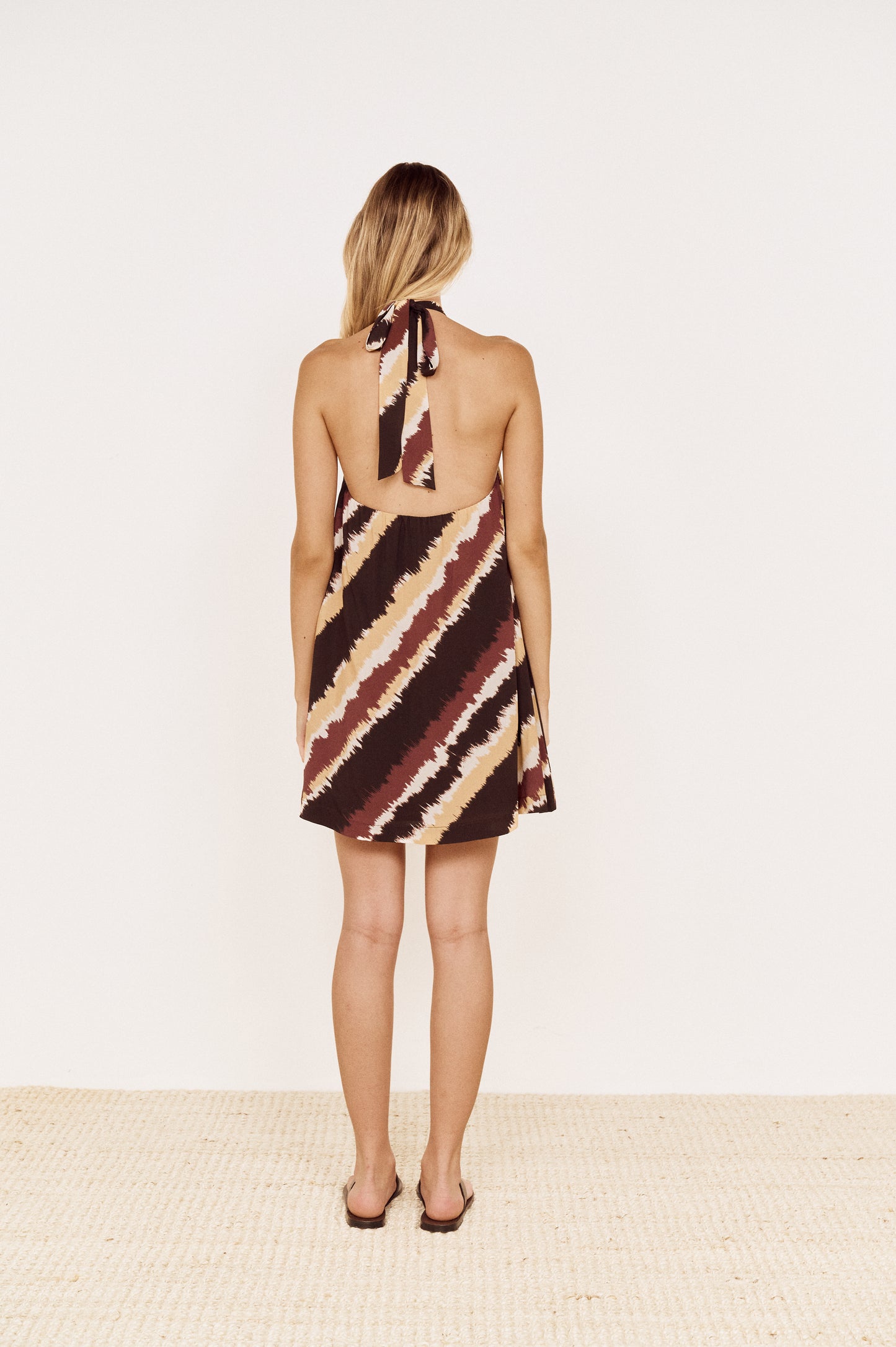 Pre order OCT - Greta Mini Dress - Choc Stripe