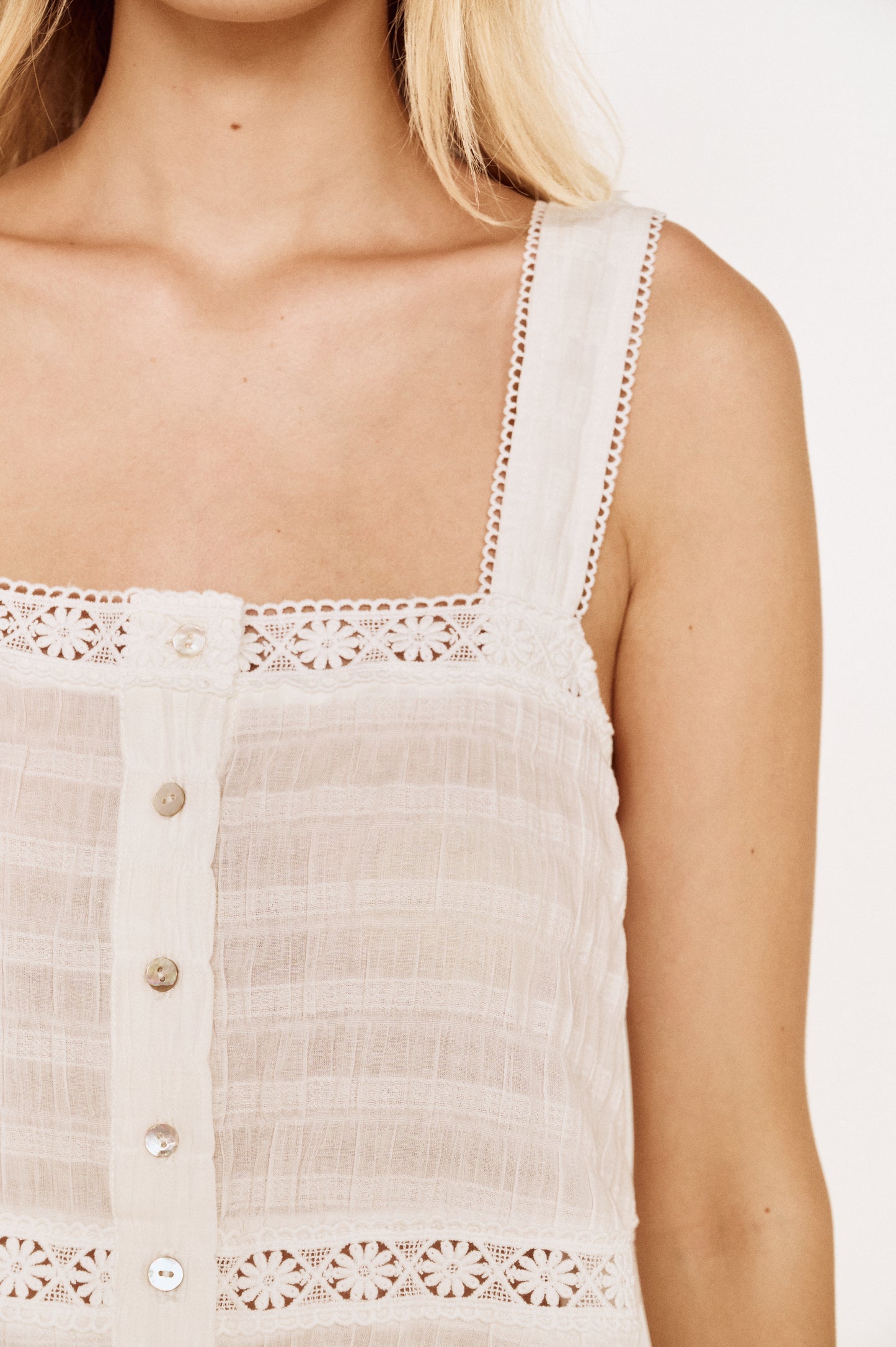 Pre order DEC - Vivienne Lace Trim Top - White