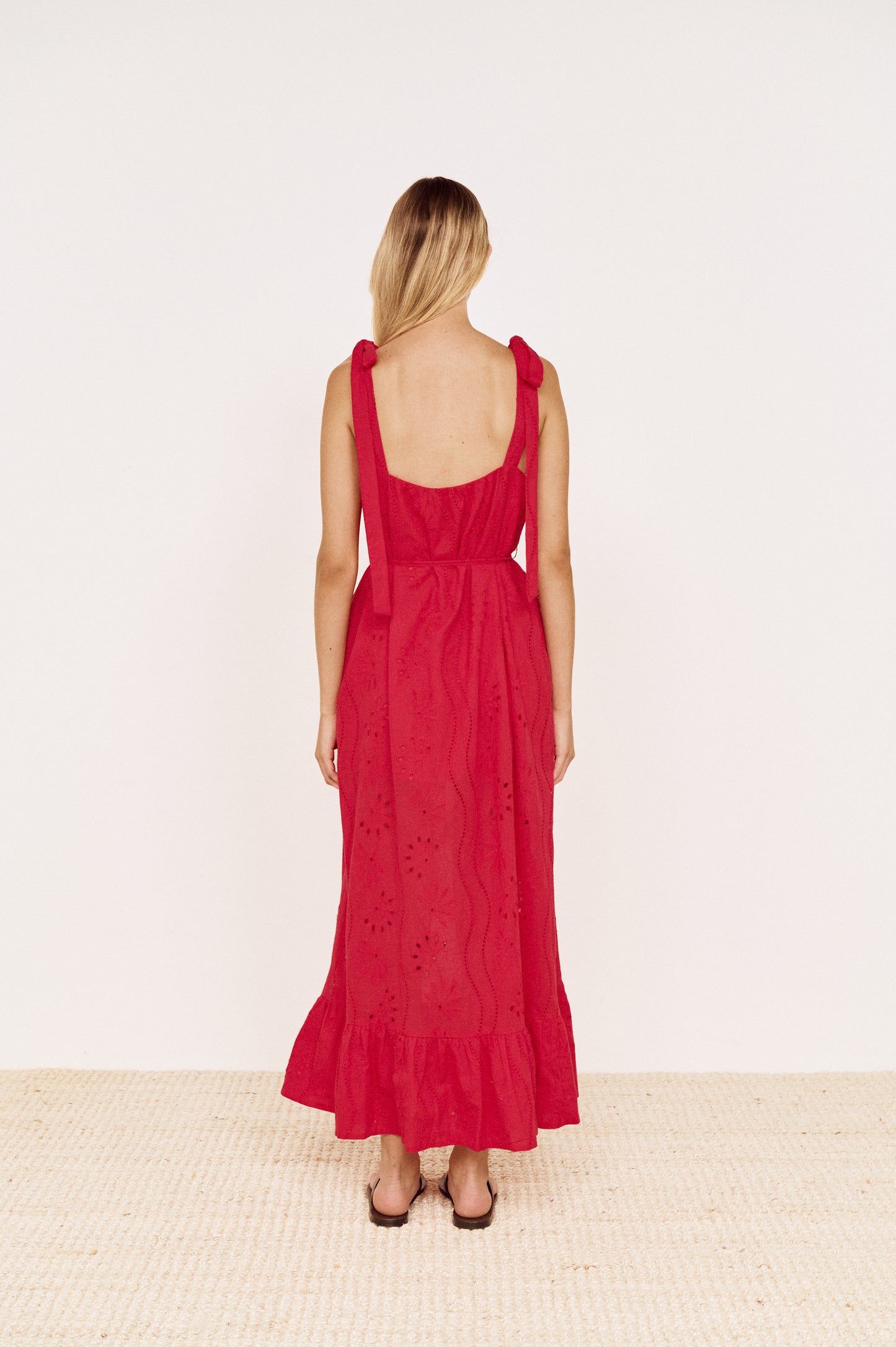 Pre order OCT - Ines Maxi Dress - Red Broderie
