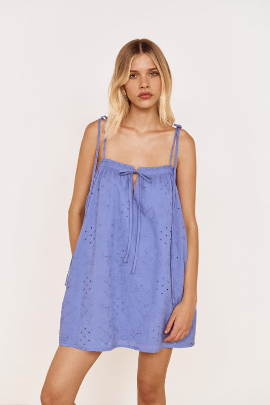 Pre order DEC - Willow Cotton Mini Dress - Blue