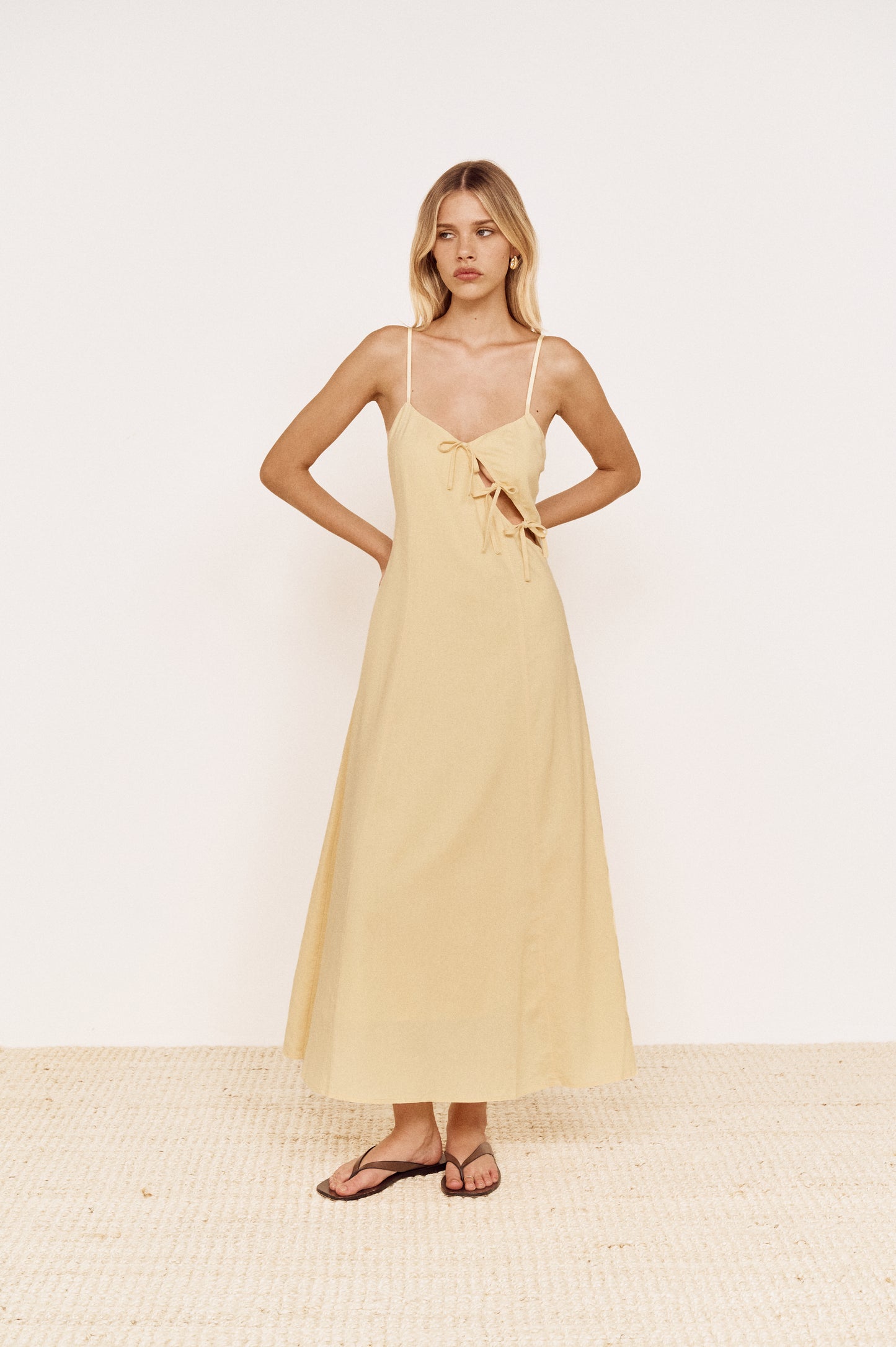 Pre order DEC - Tyla Cut out Midi Dress - Butter