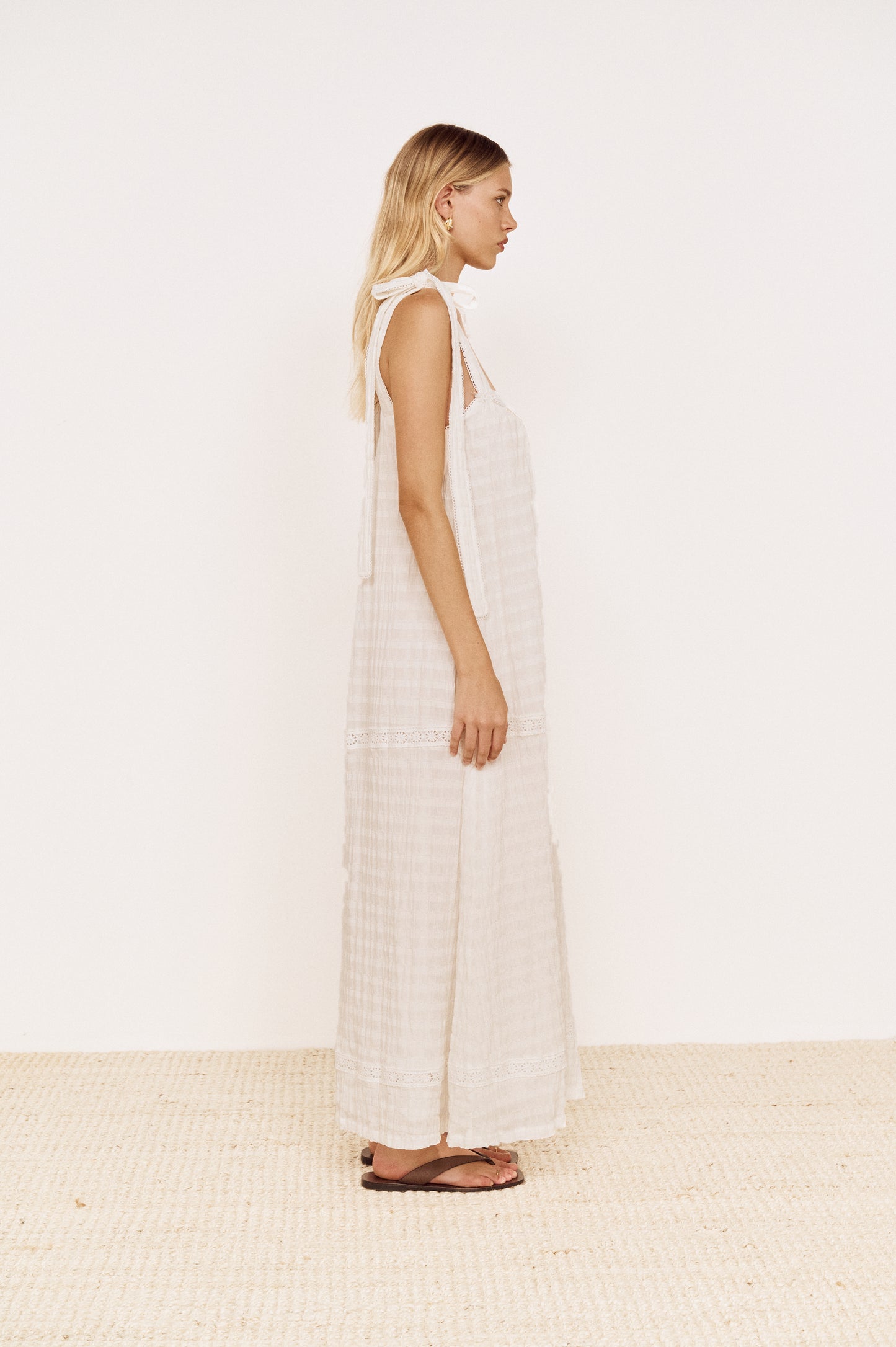 Pre order DEC - Vivienne Lace Trim Maxi Dress - White