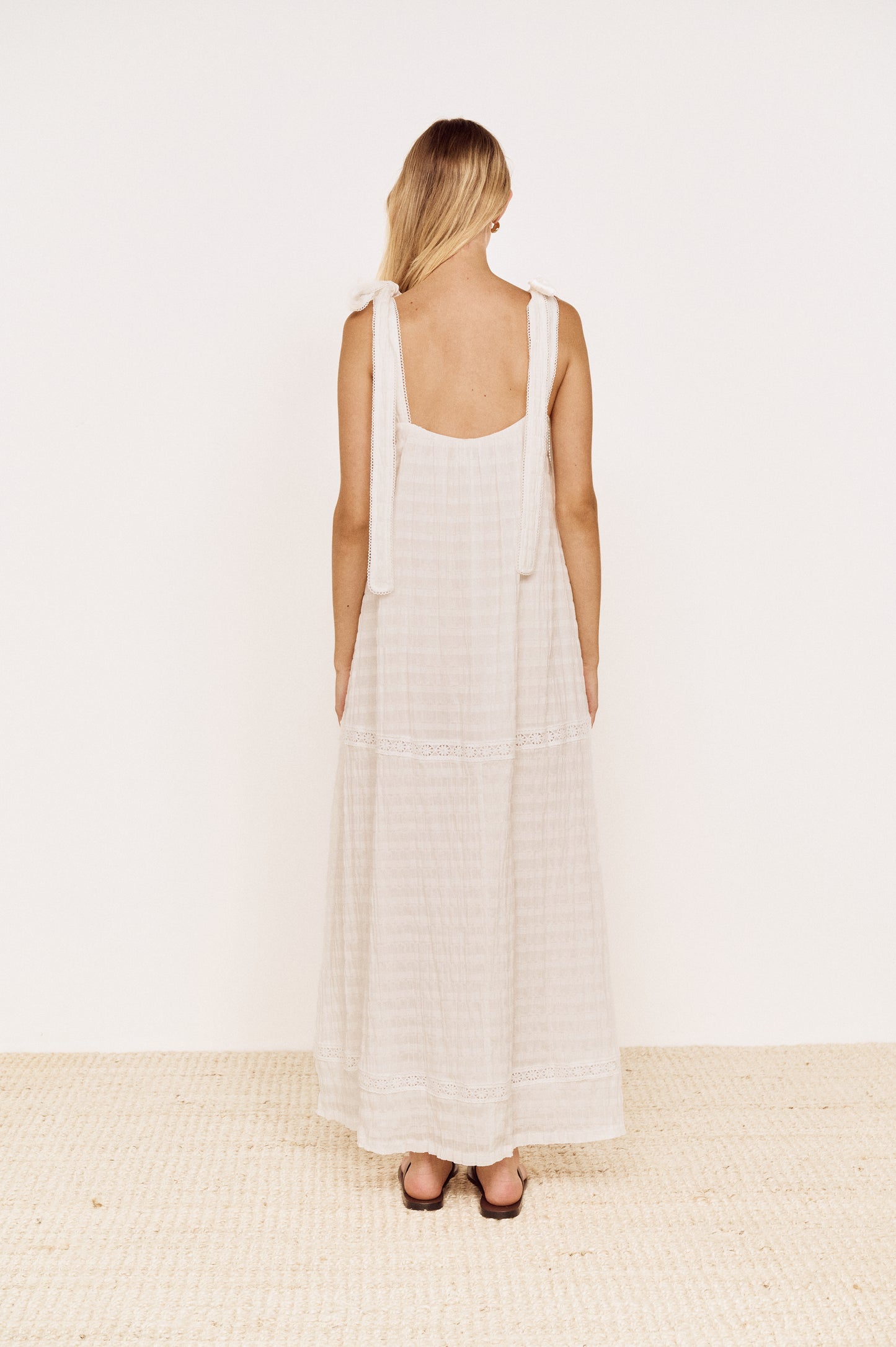 Pre order DEC - Vivienne Lace Trim Maxi Dress - White