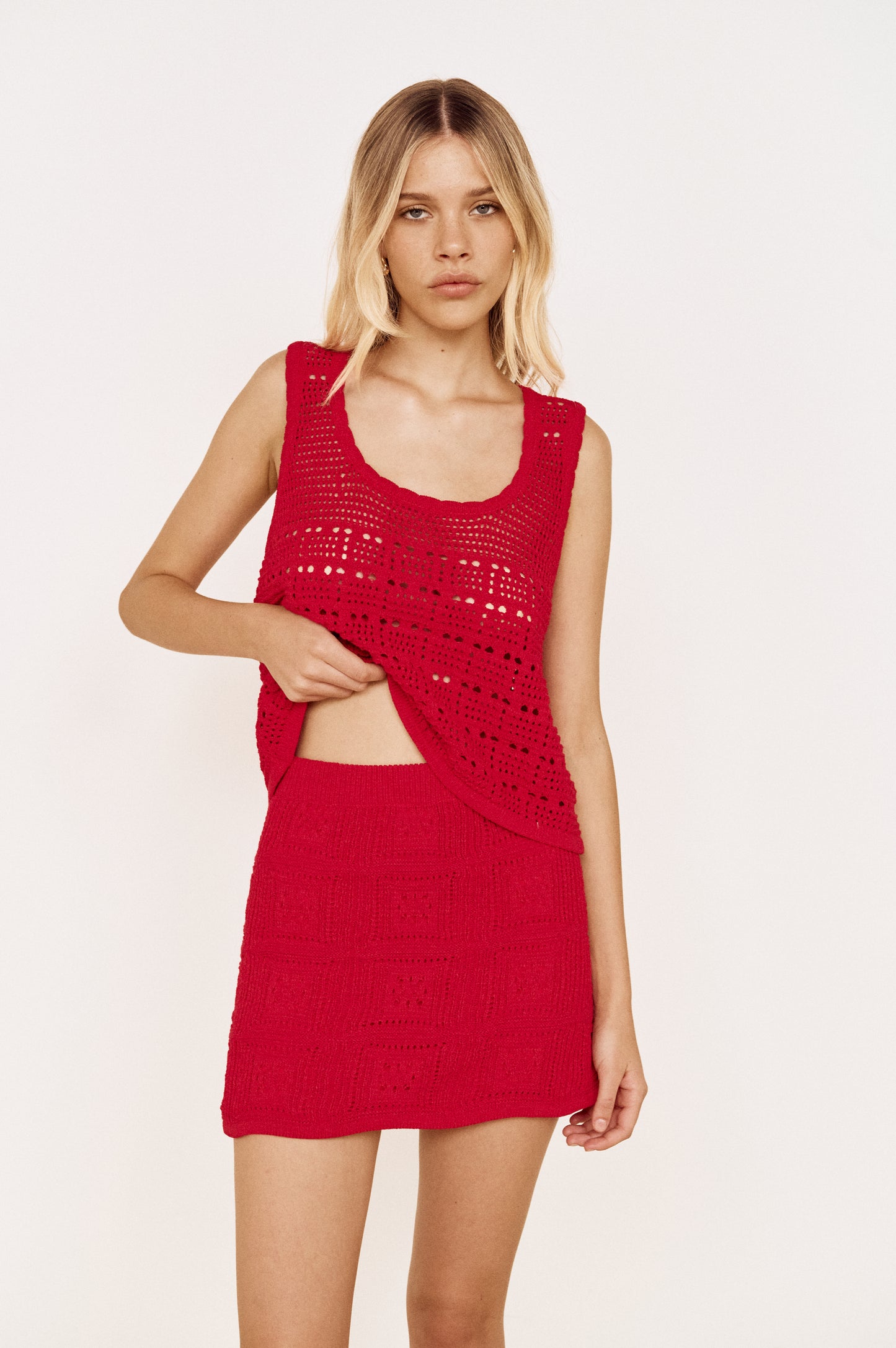Pre order OCT - Anais Knit Mini Skirt - Red