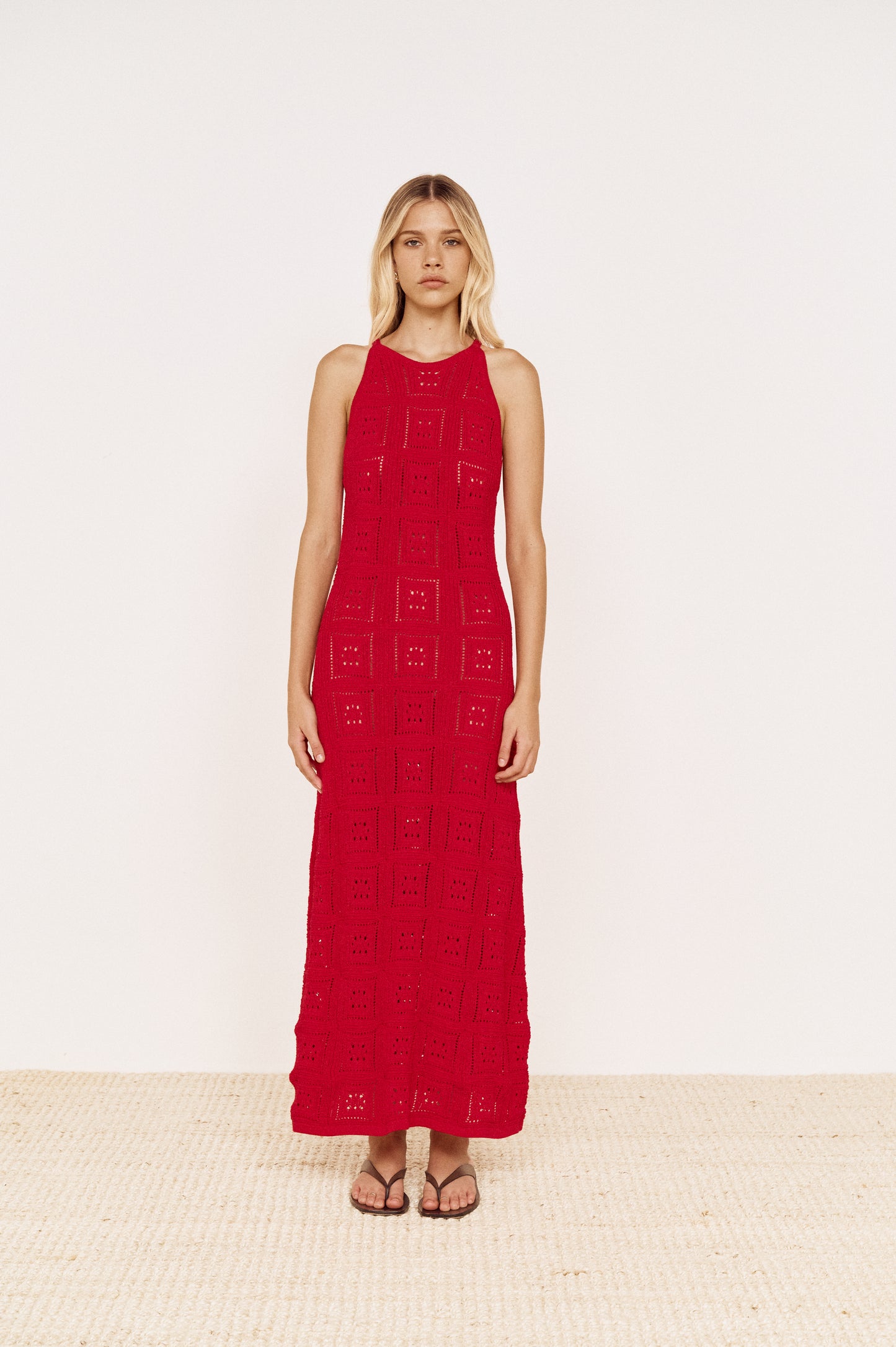 Pre order OCT - Anais Knit Halter Minid Dress - Red