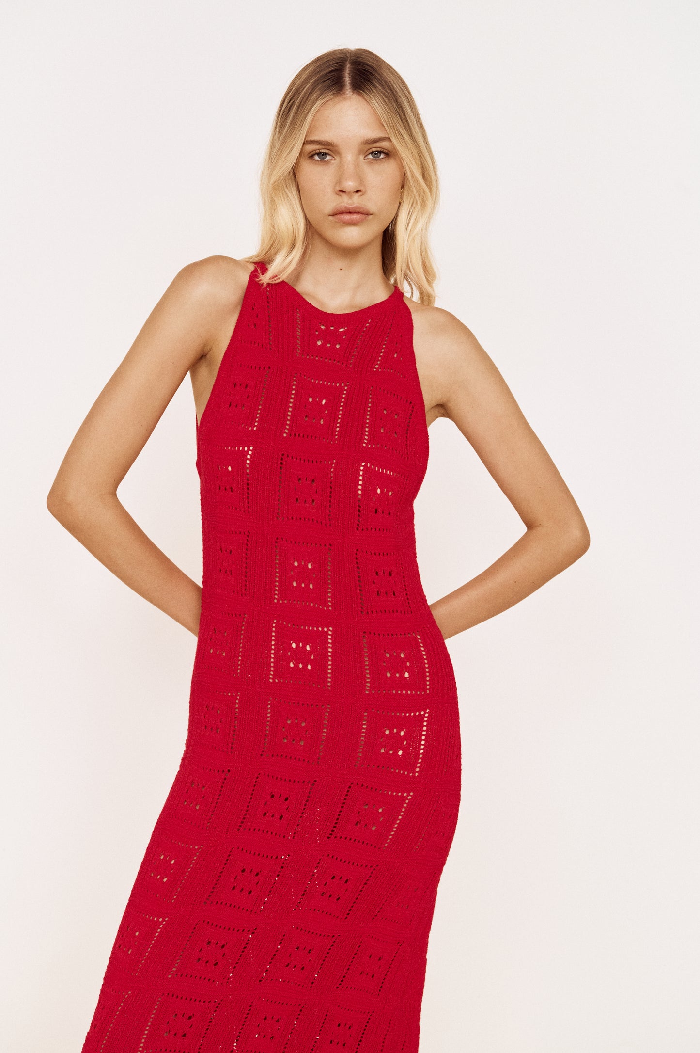 Pre order OCT - Anais Knit Halter Minid Dress - Red