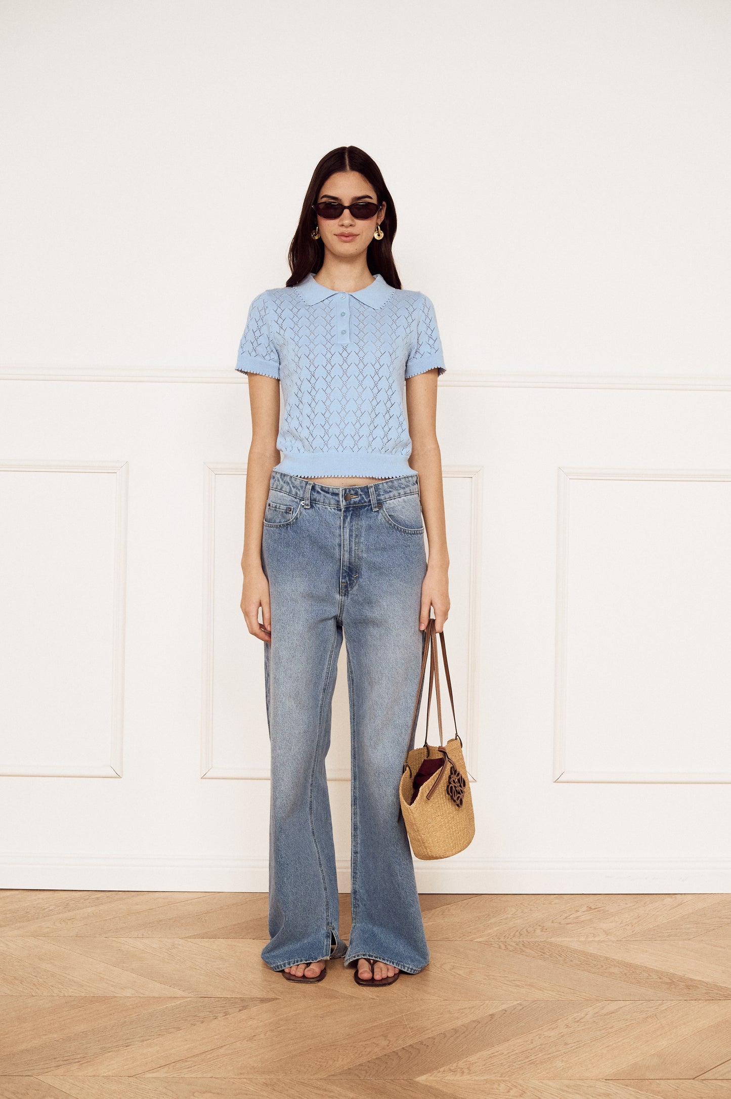 Pre Order FEB - Riviera Pointelle Polo Top