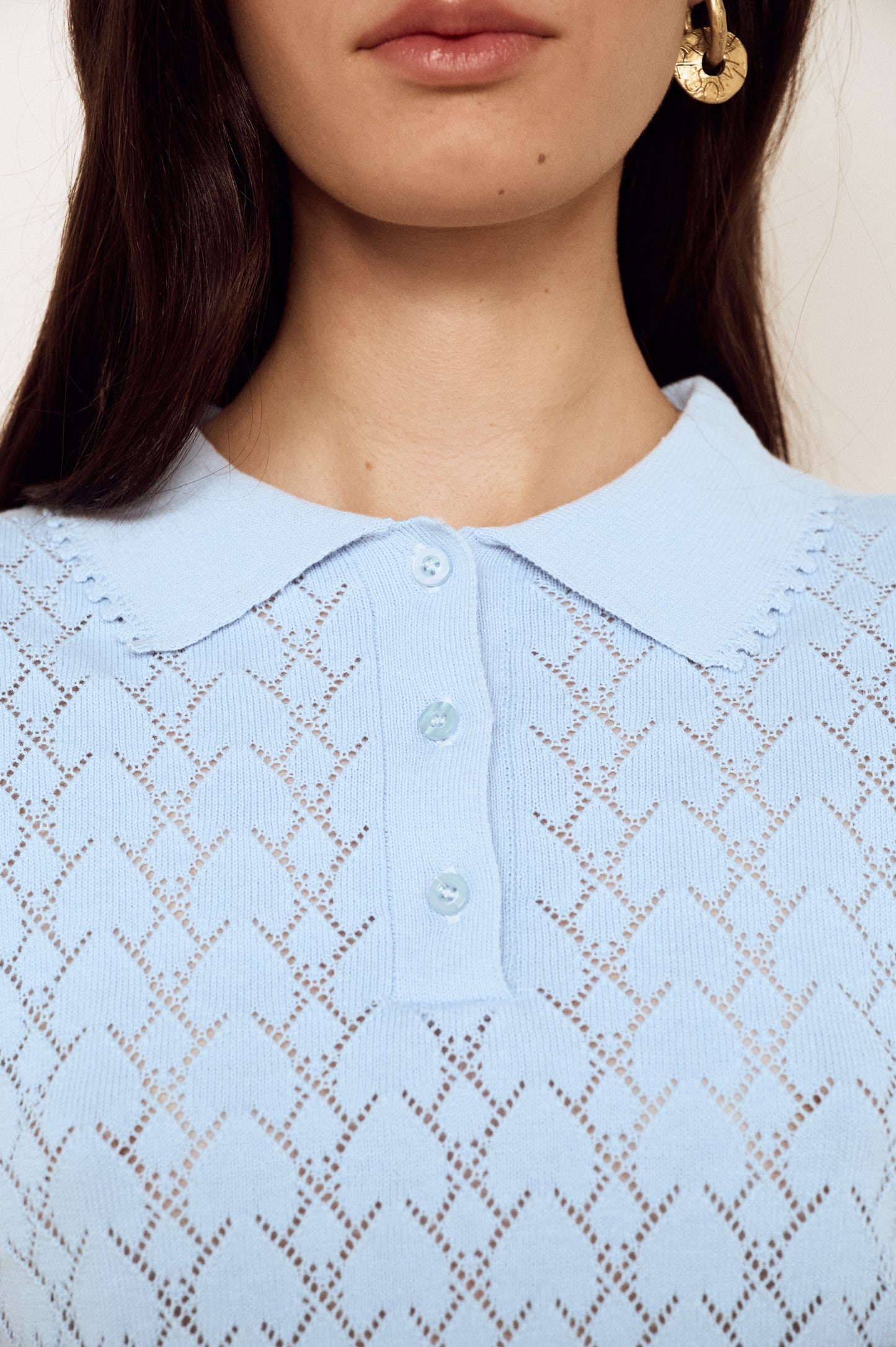 Pre Order FEB - Riviera Pointelle Polo Top
