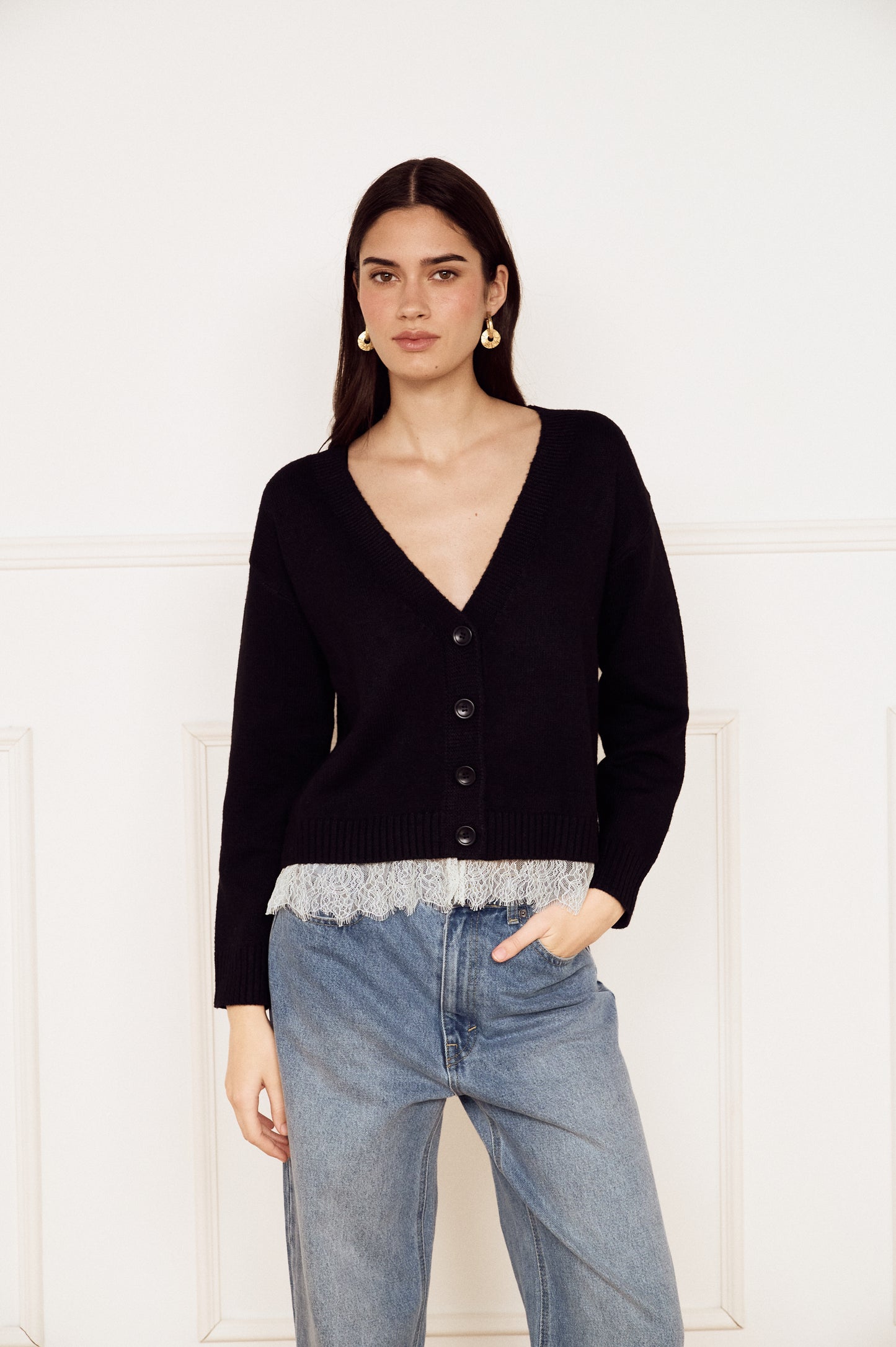Pre Order MARCH - Frances Lace Trim Cardigan