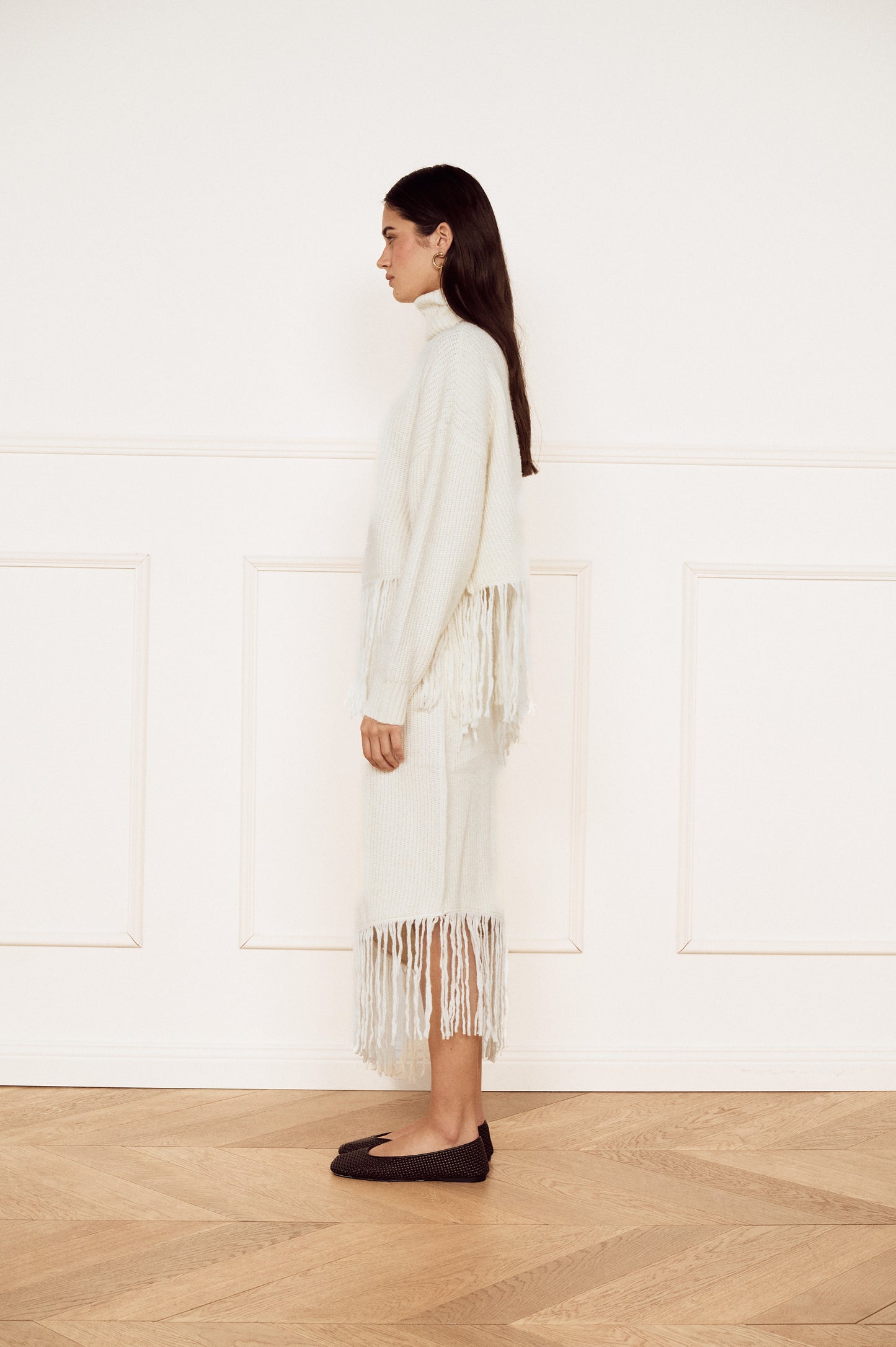 Pre Order MARCH - Zellie Fringed Knit Skirt