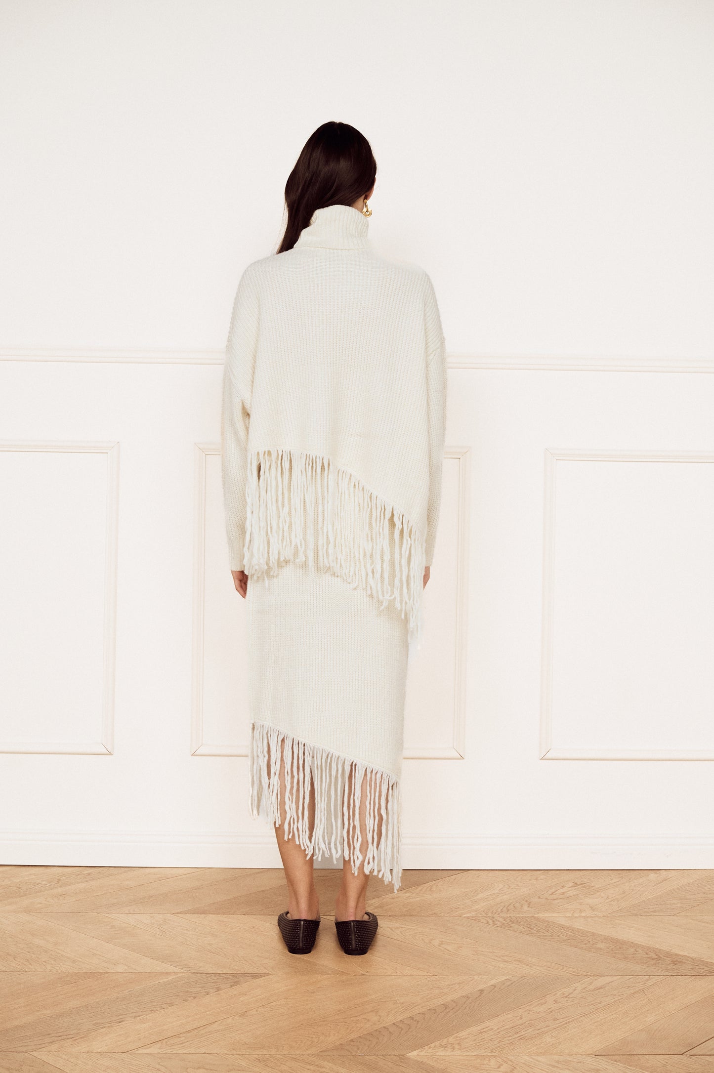 Pre Order MARCH - Zellie Fringed Knit Skirt