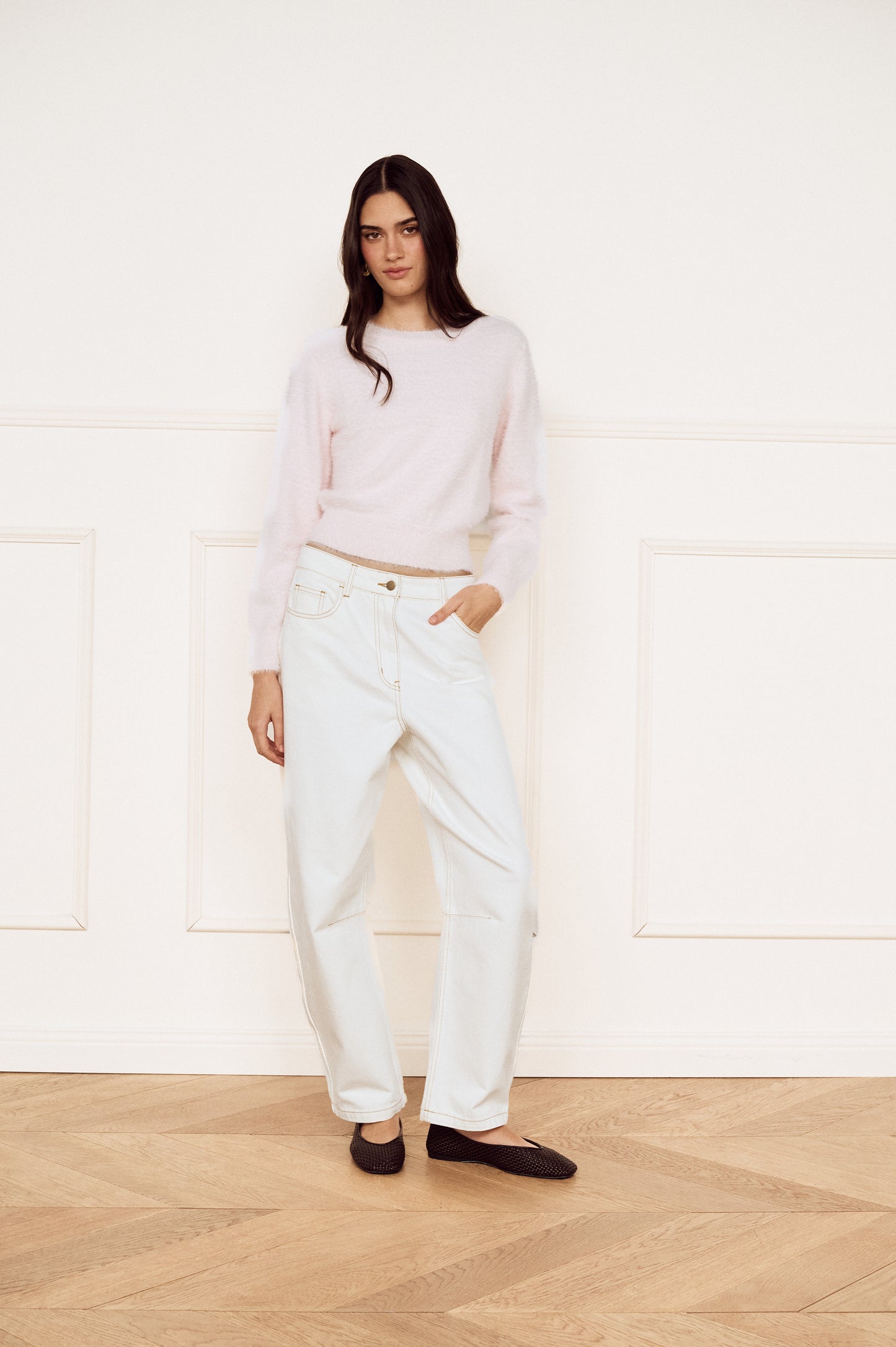 Pre Order FEB - Sabine Barrel Leg Jean - White
