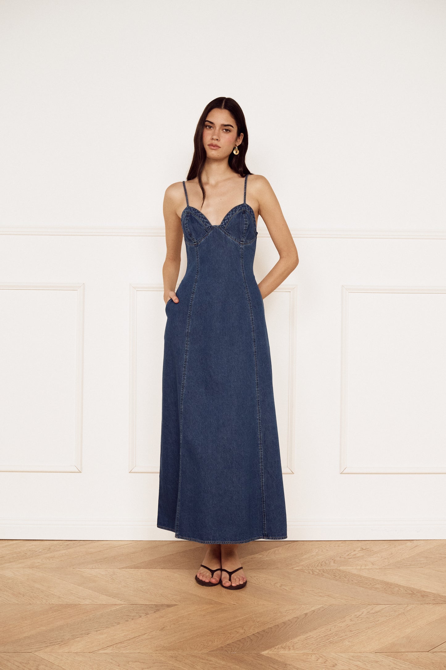 Pre Order MARCH - Sabine Denim Midi Dress
