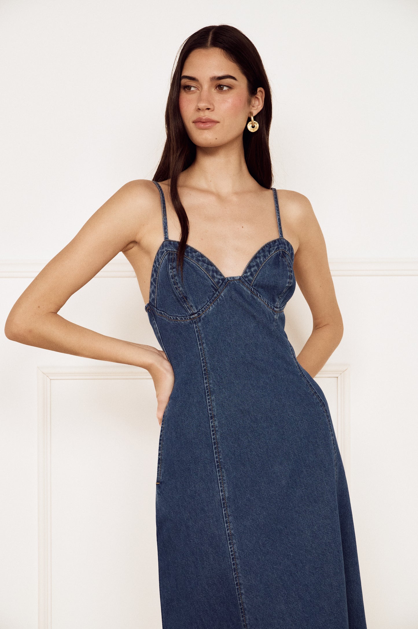 Pre Order MARCH - Sabine Denim Midi Dress