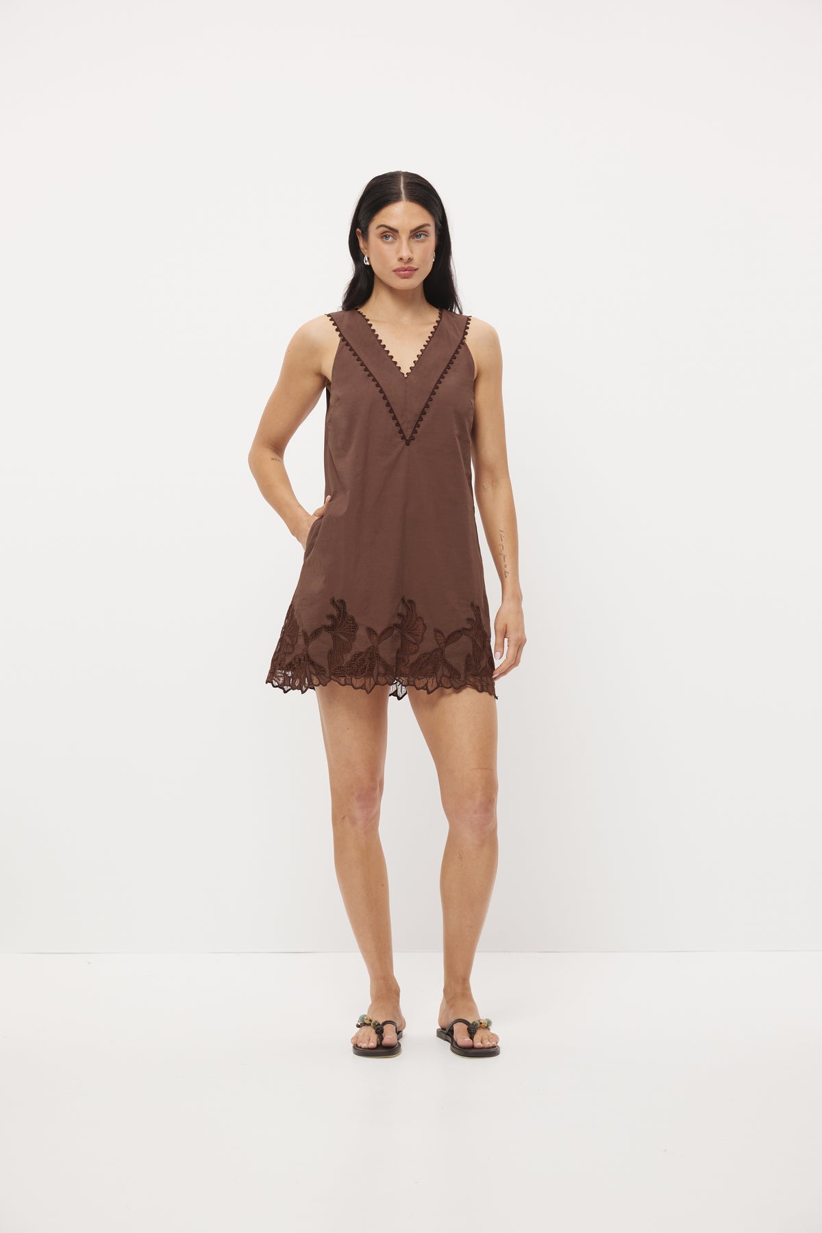 Pre Order FEB - Emelia Mini Dress Hazelnut