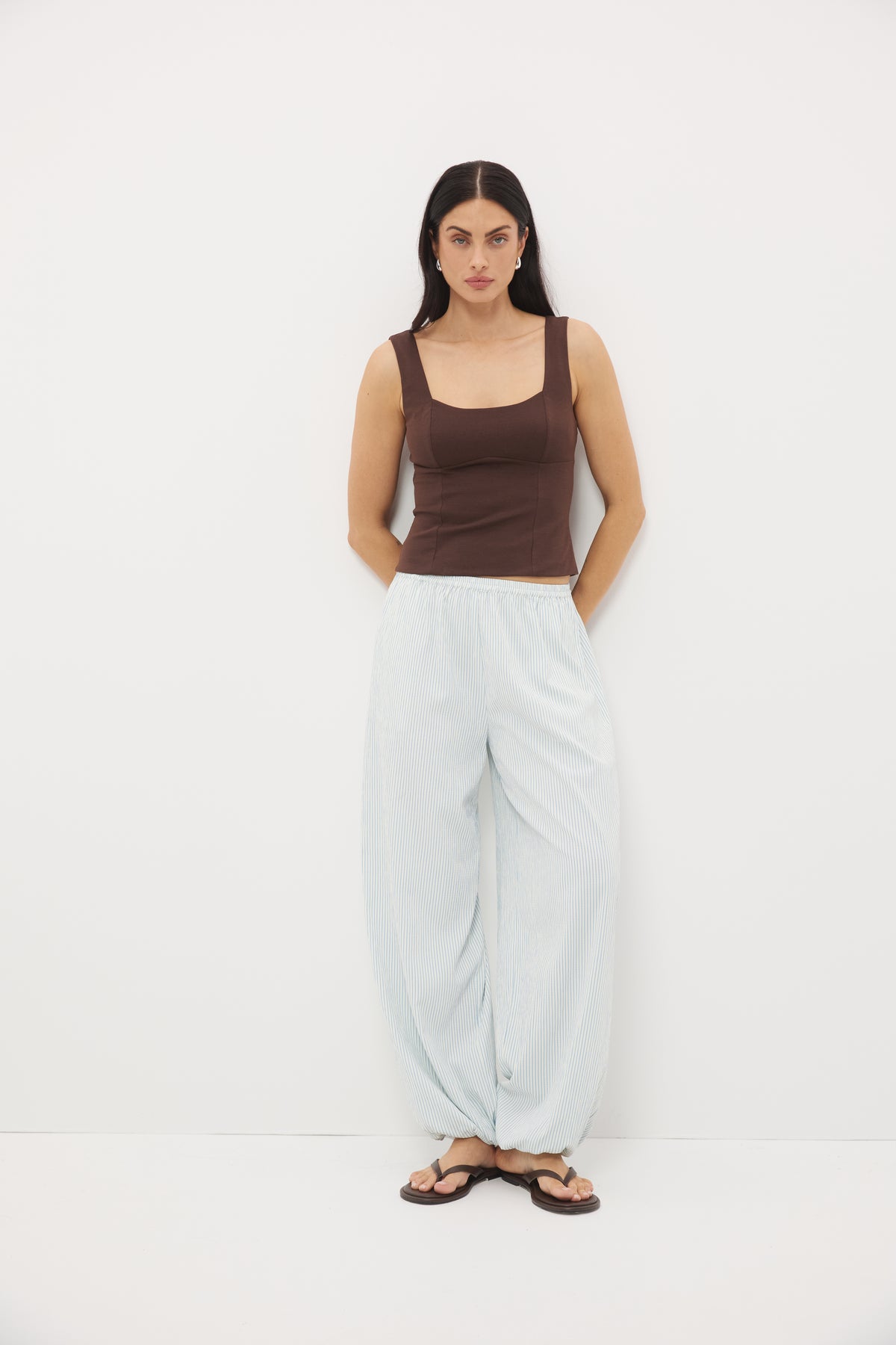 Pre Order JAN - Sutton Balloon Pant Pale Blue Stripe