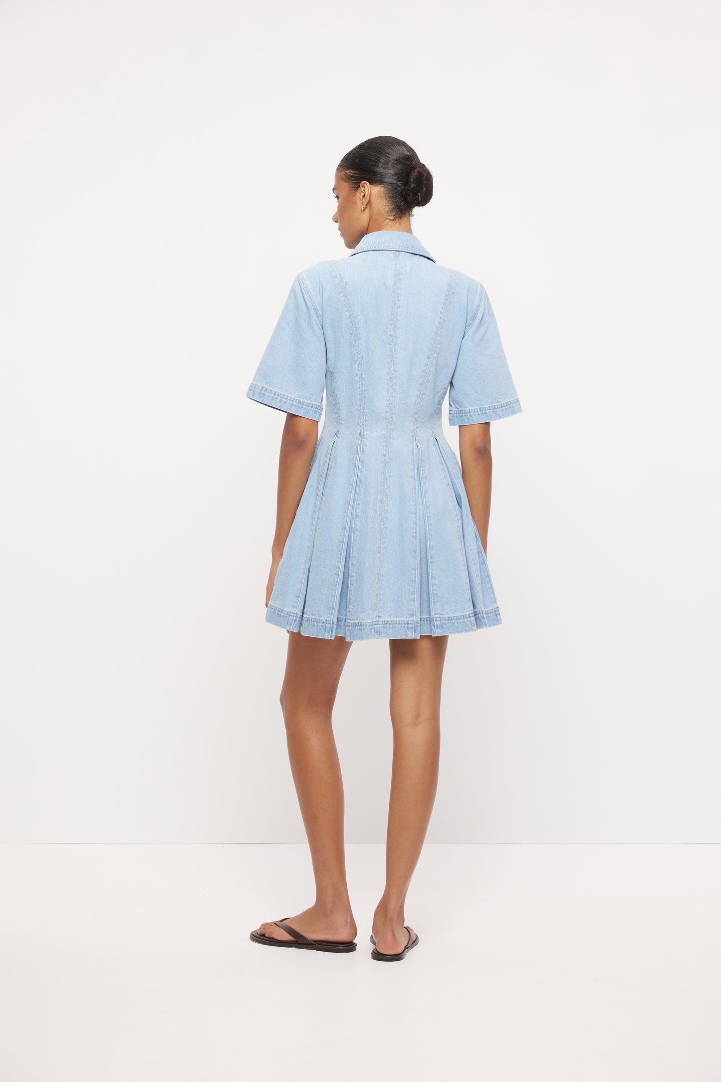Pre Order OCTOBER - Hallie Denim Shirt Dess - Light Blue