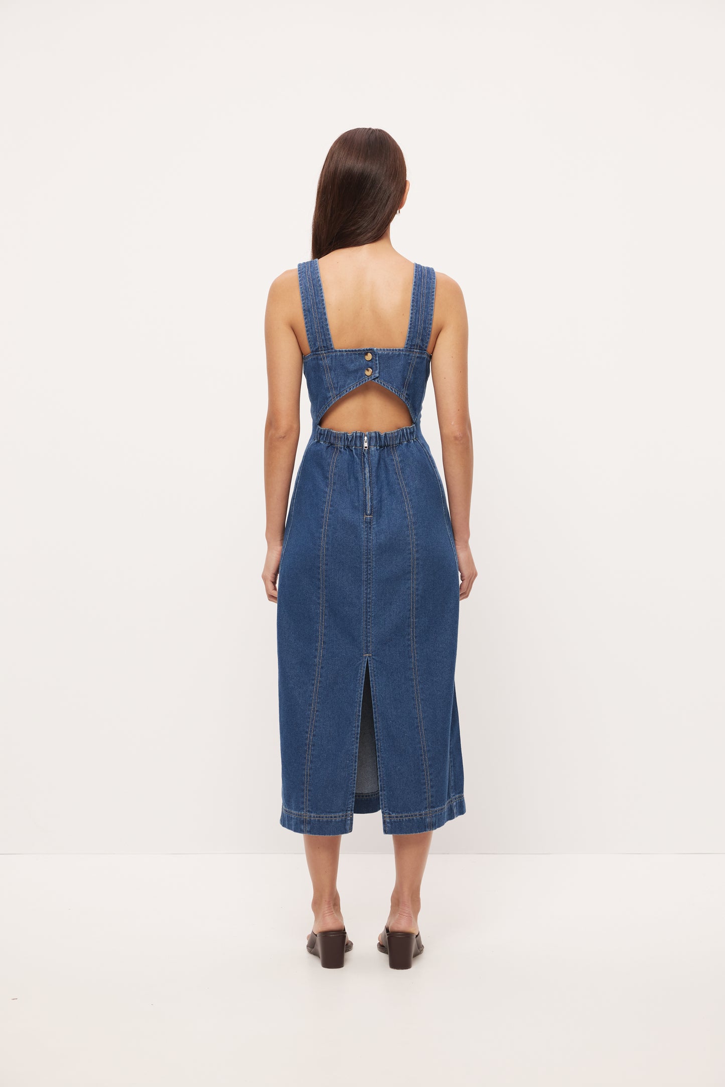 Pre Order NOVEMBER - Hallie Denim Midi Dress - Mid Blue